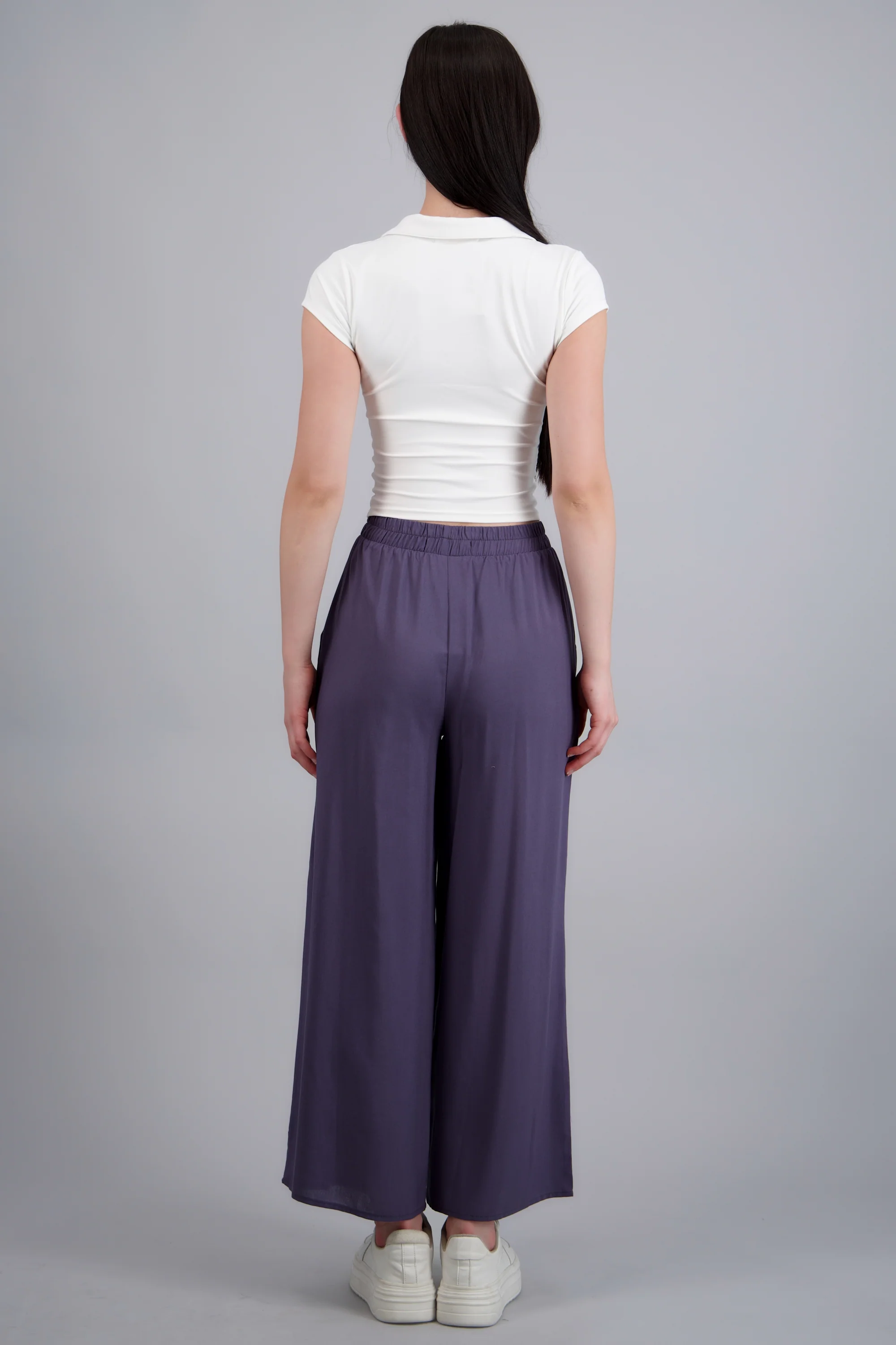 Pantalón Wide Leg Cintura Alta Fruncida - Image 4