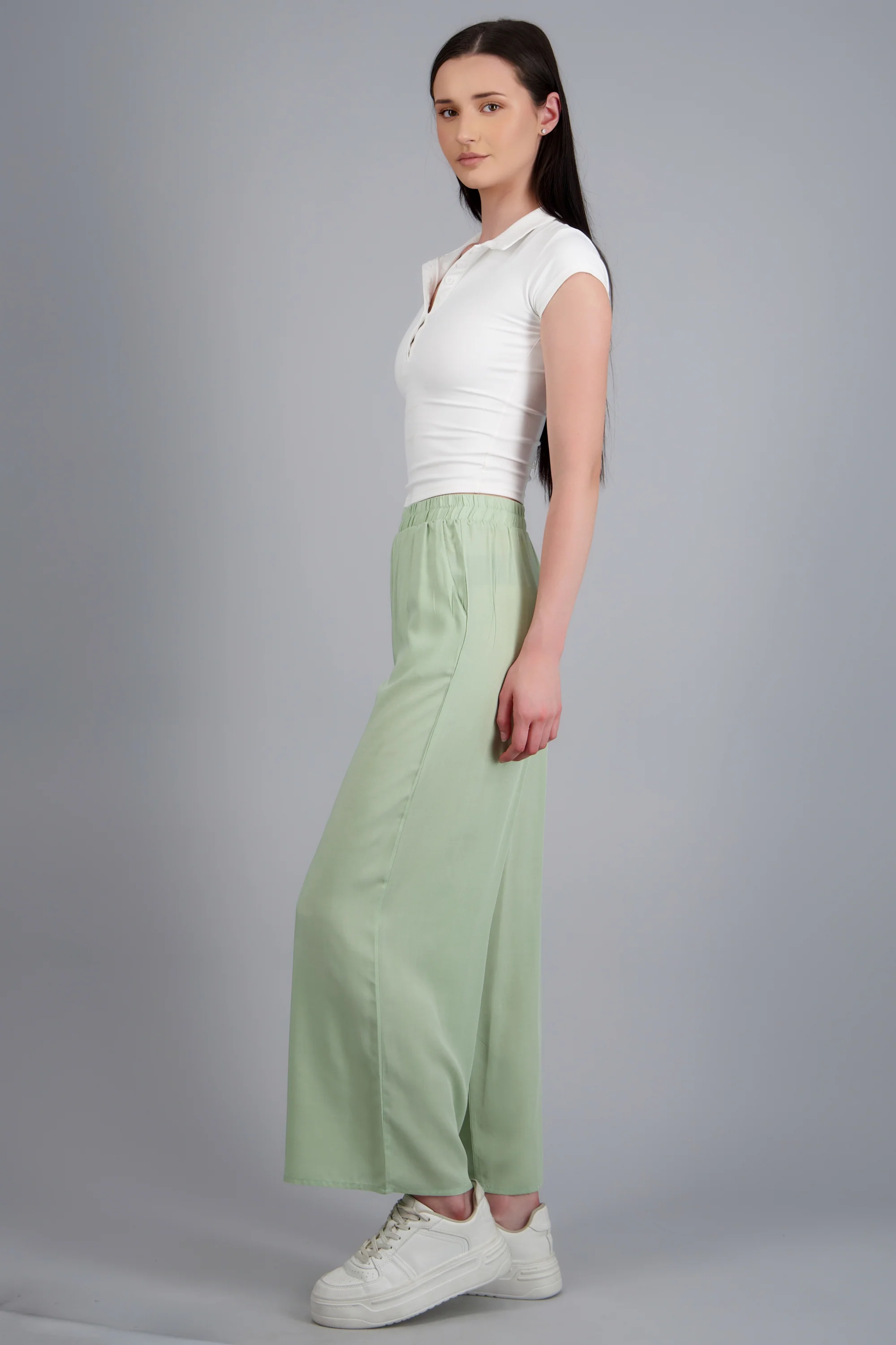 Pantalón Wide Leg Cintura Alta Fruncida - Image 2