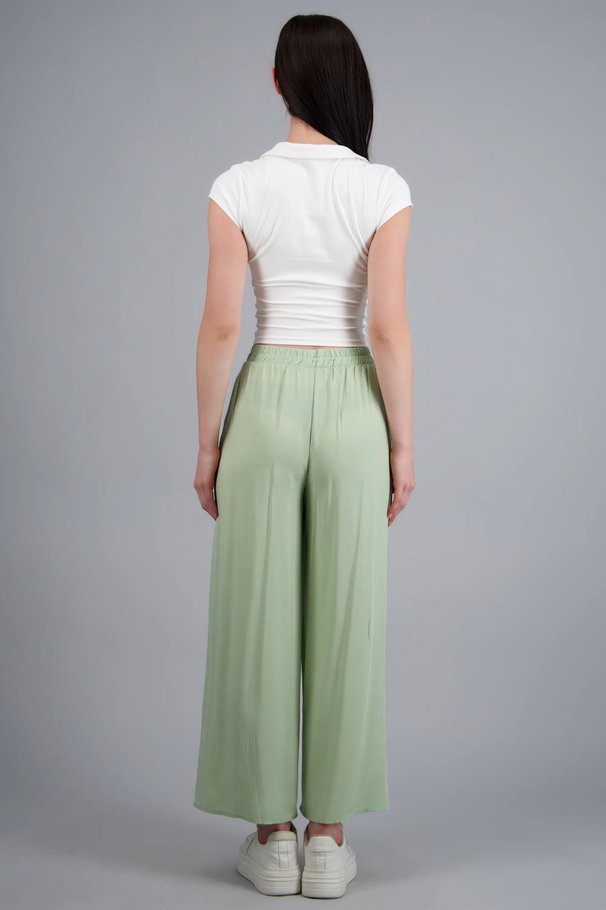 Pantalón Wide Leg Cintura Alta Fruncida - Image 4