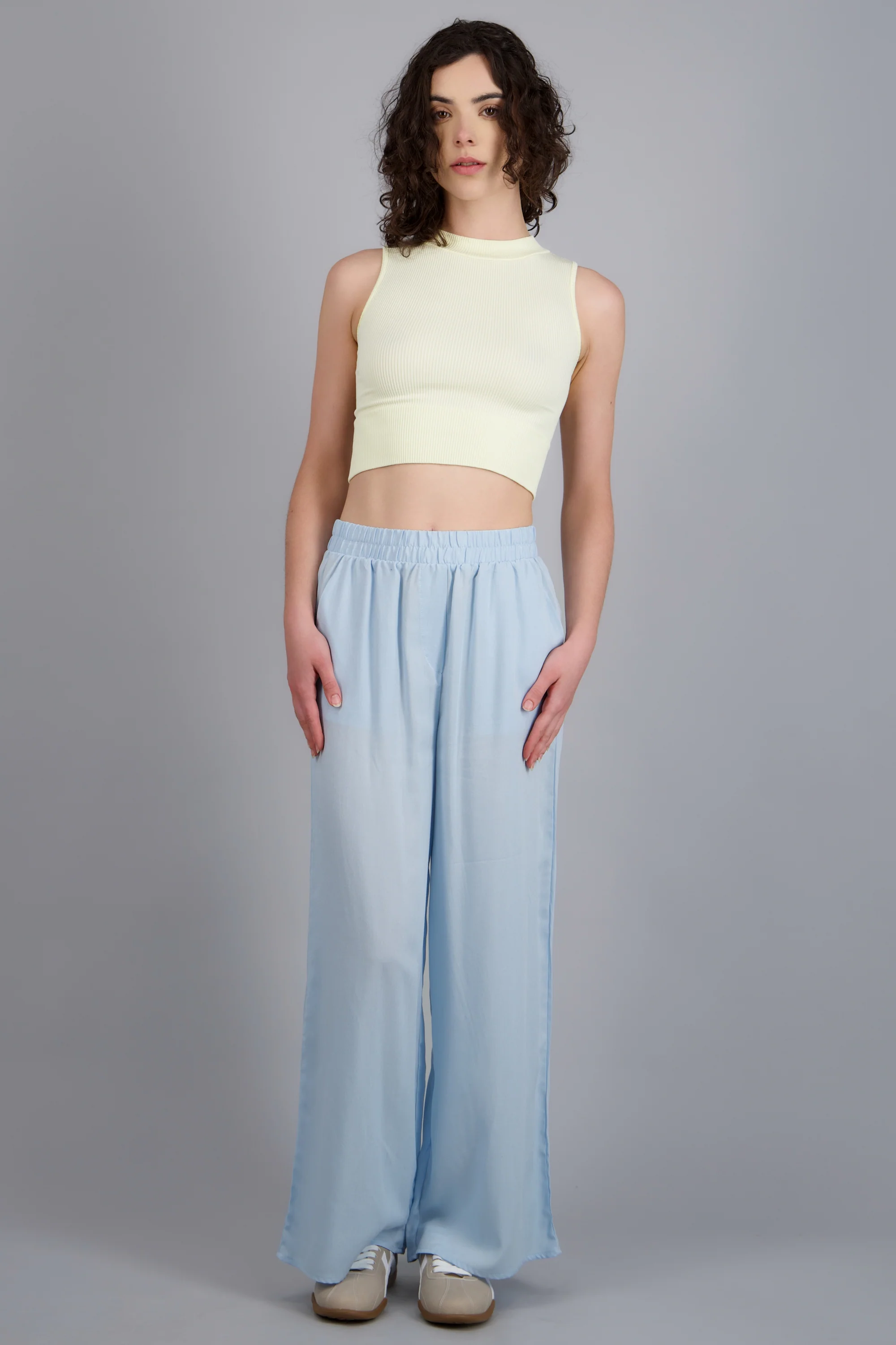 Pantalón Wide Leg Cintura Alta Fruncida - Image 3