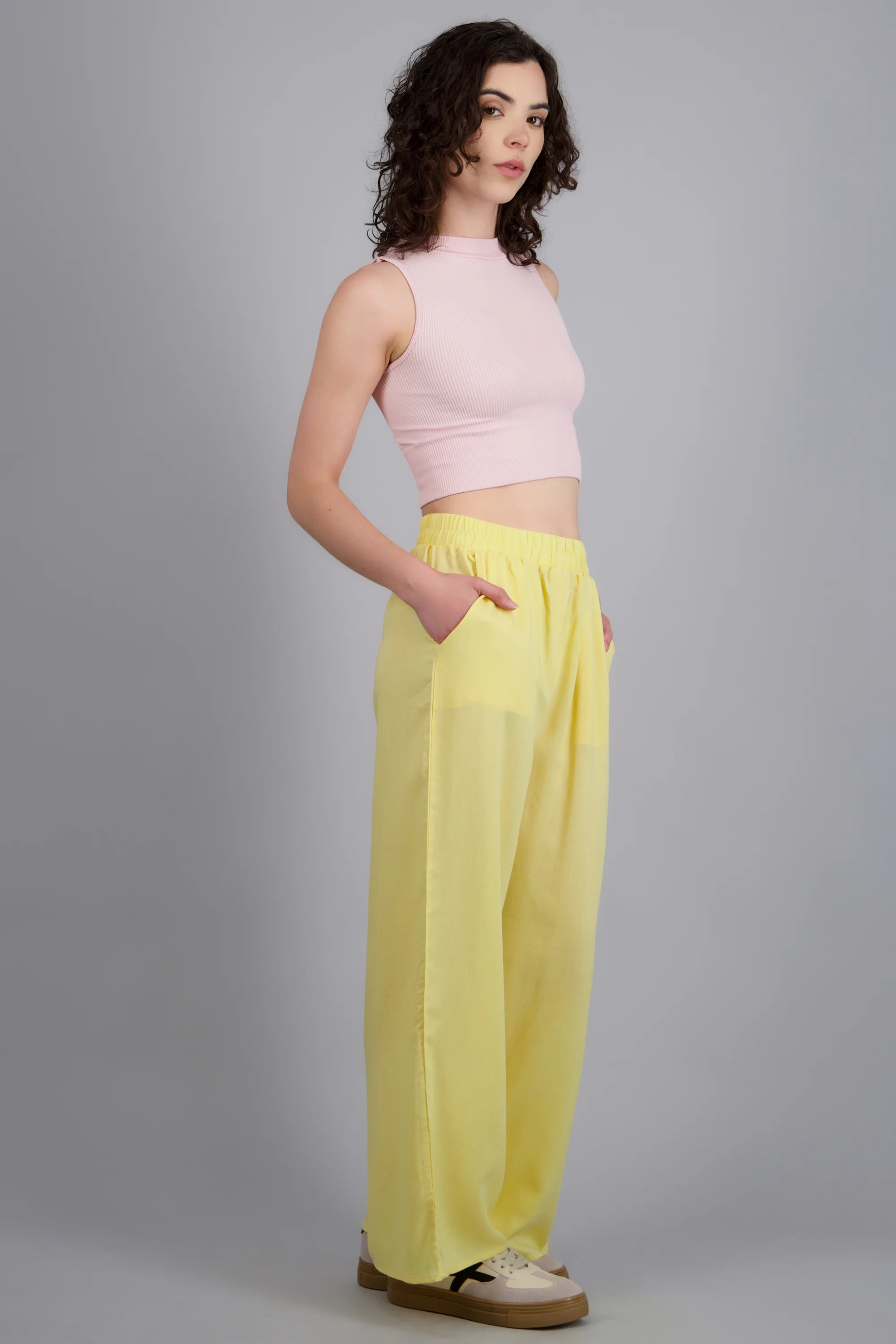 Pantalón Wide Leg Cintura Alta Fruncida - Image 2