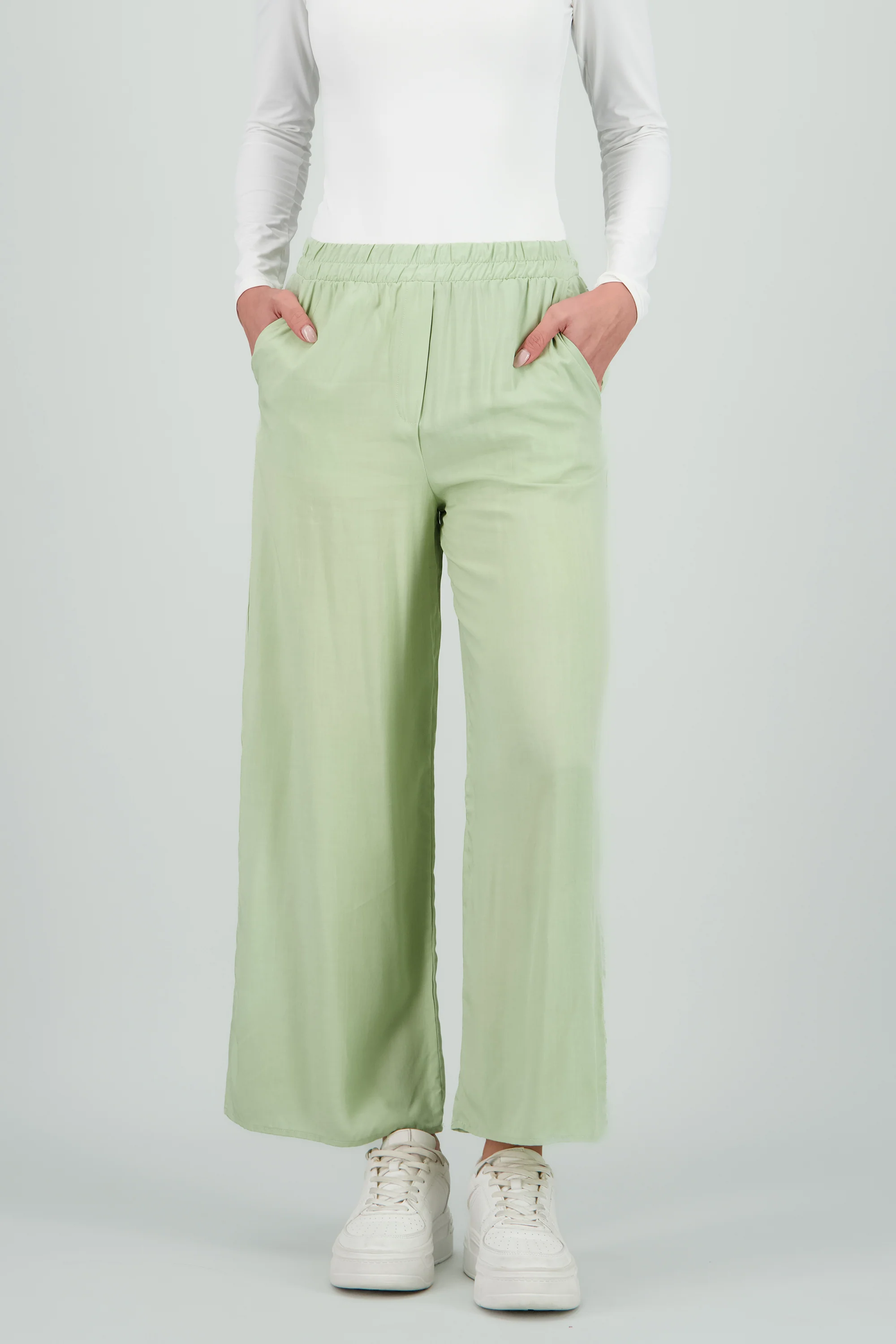 Pantalón Wide Leg Cintura Alta Fruncida - Image 2