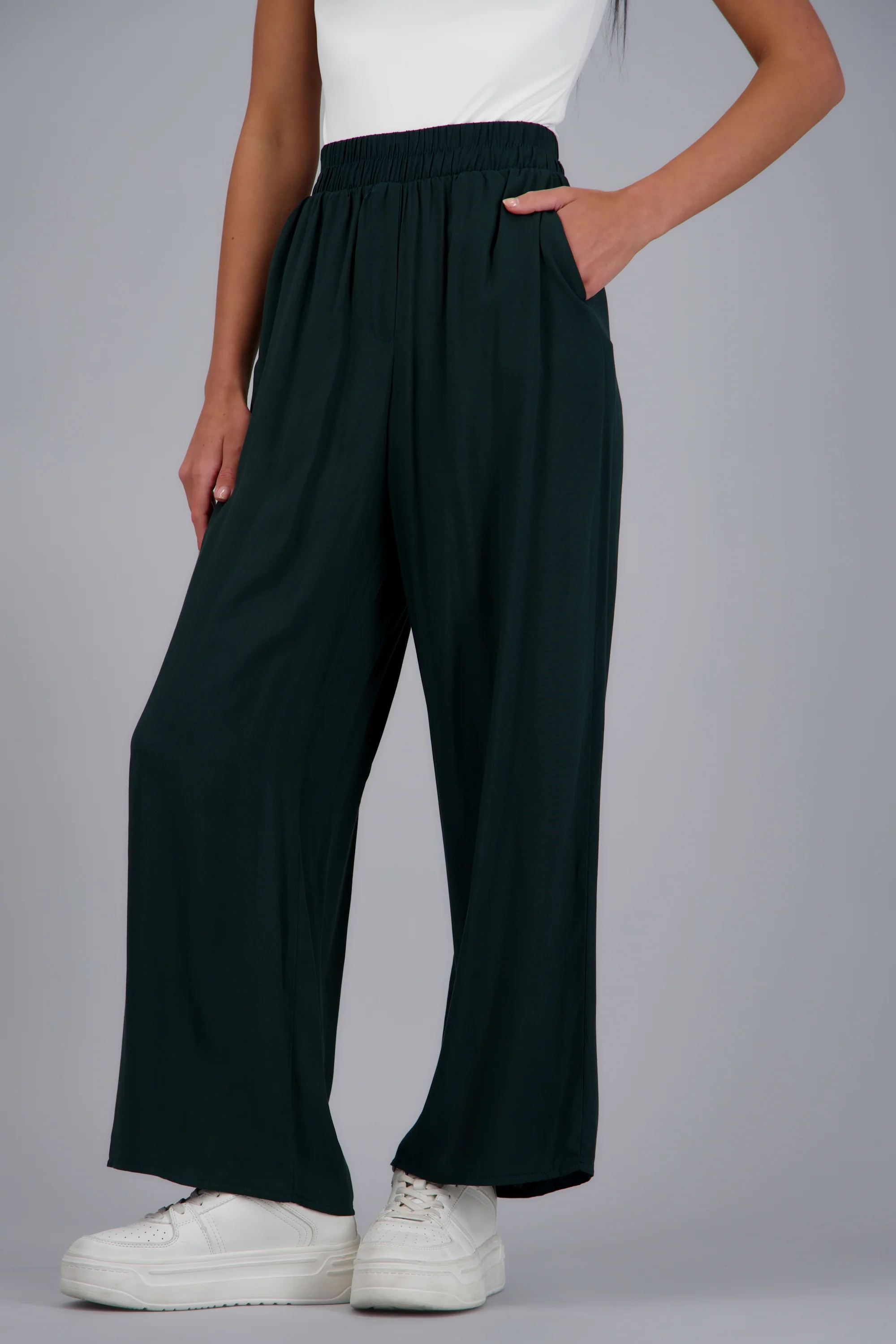 Pantalón Wide Leg Cintura Alta Fruncida - Image 2