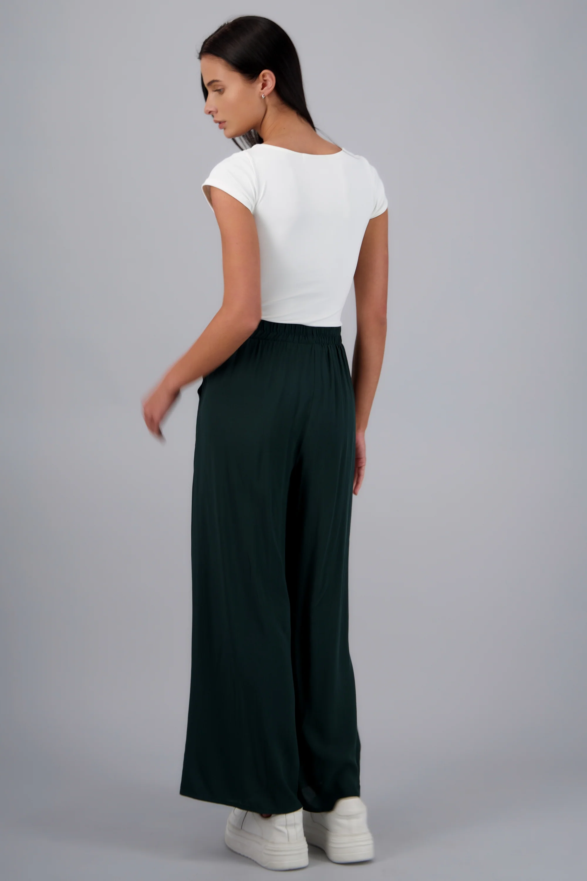 Pantalón Wide Leg Cintura Alta Fruncida - Image 4