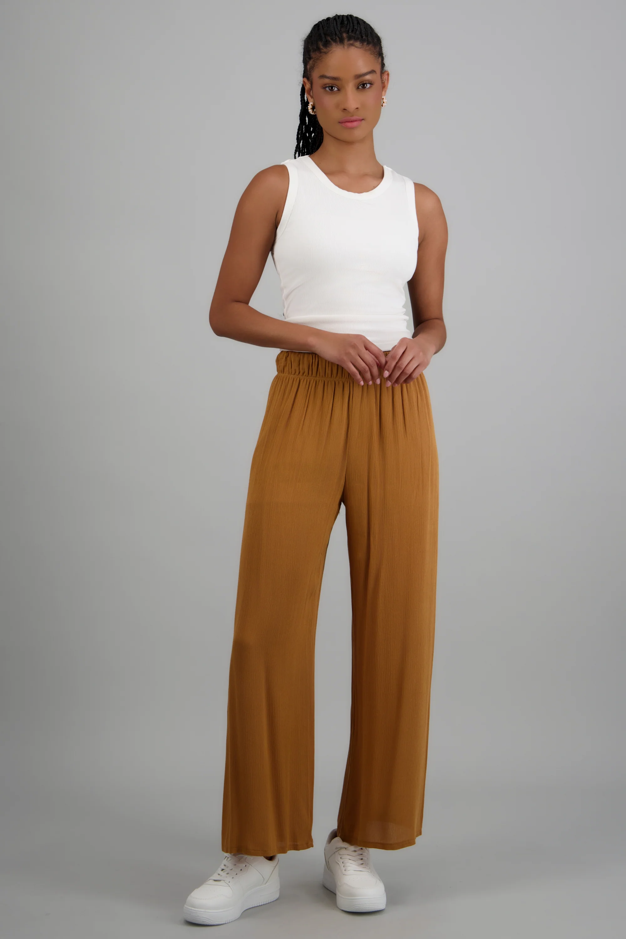 Pantalón wide leg cintura elástica