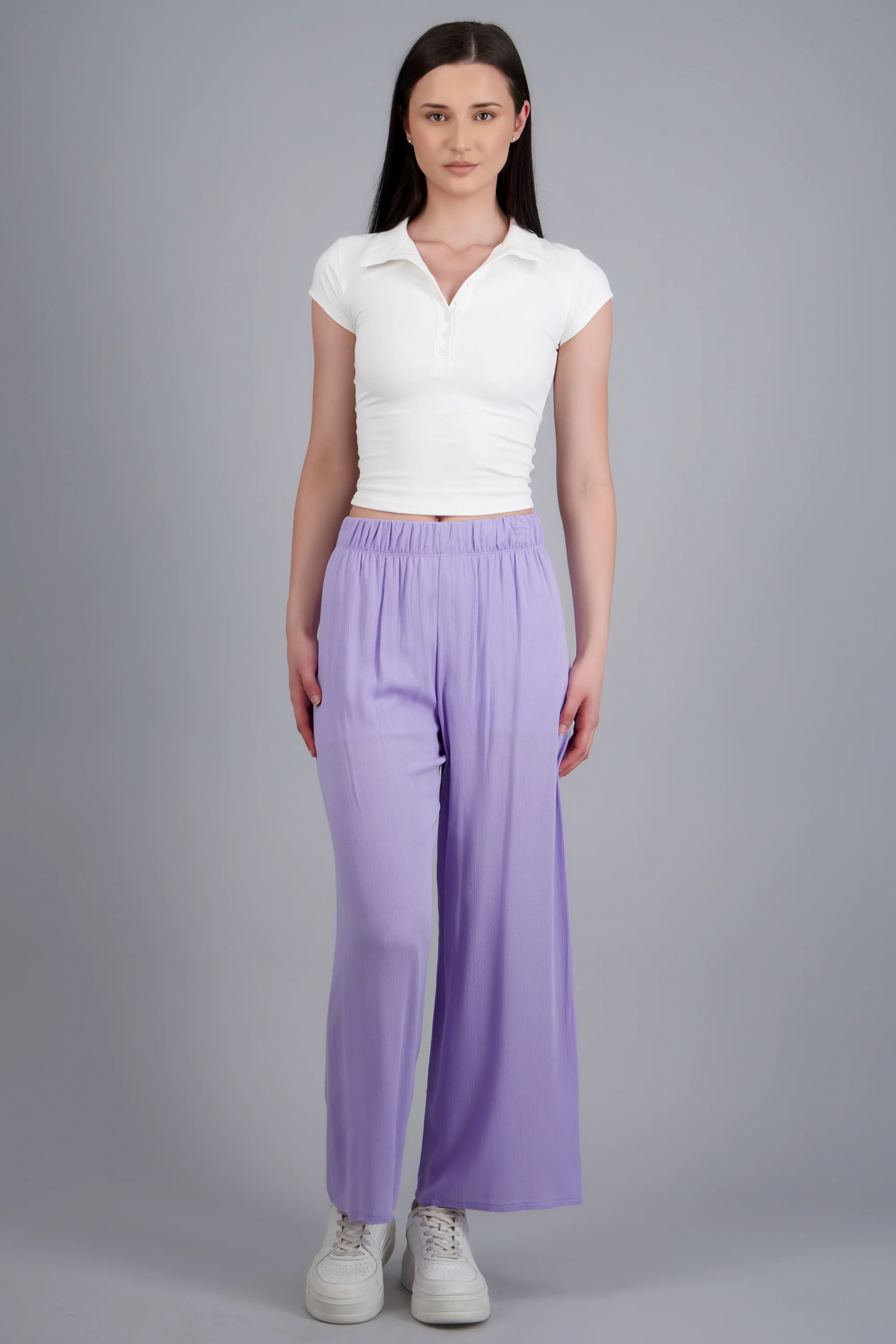Pantalón wide leg cintura elástica