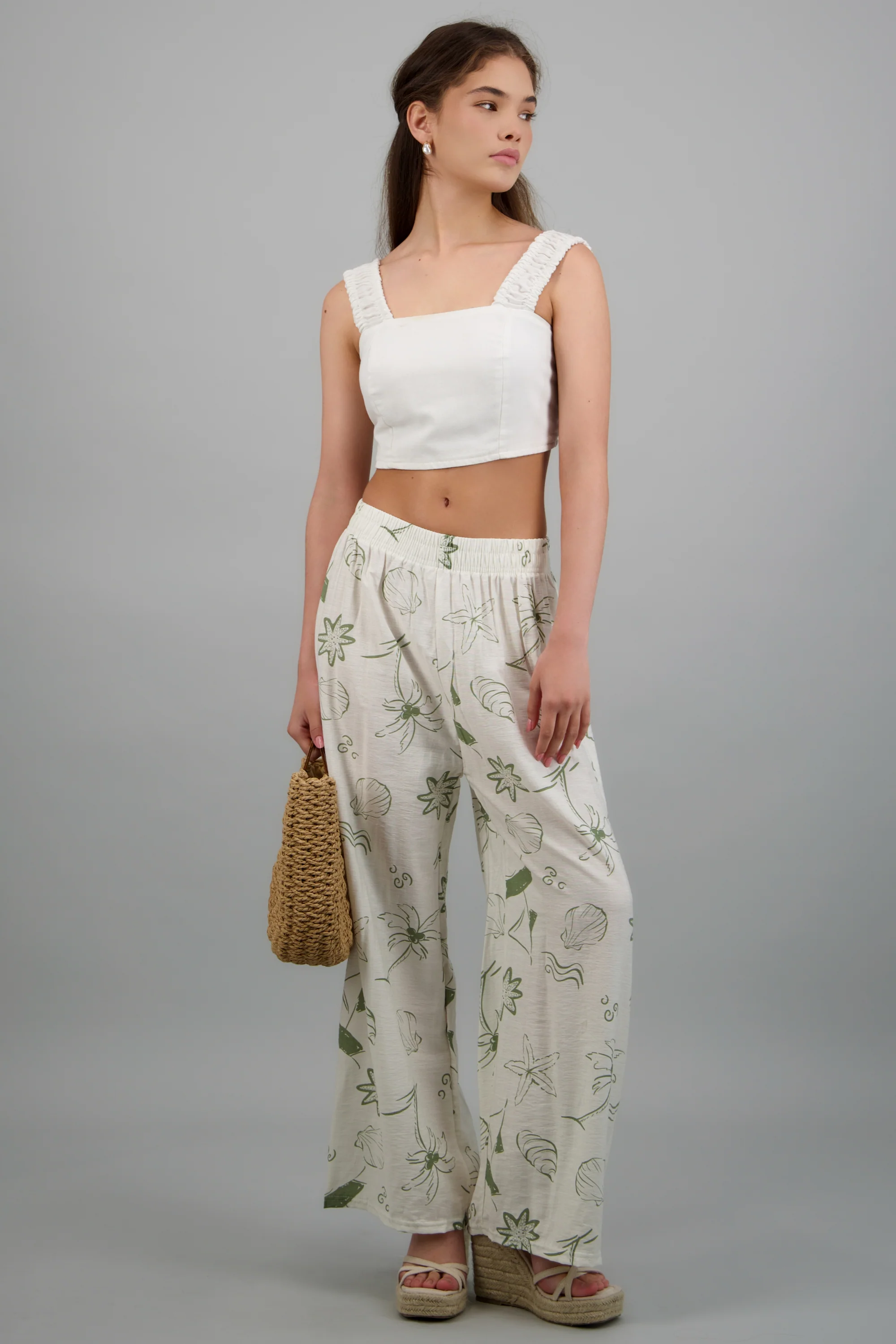 Pantalón wide leg de estampados marítimos