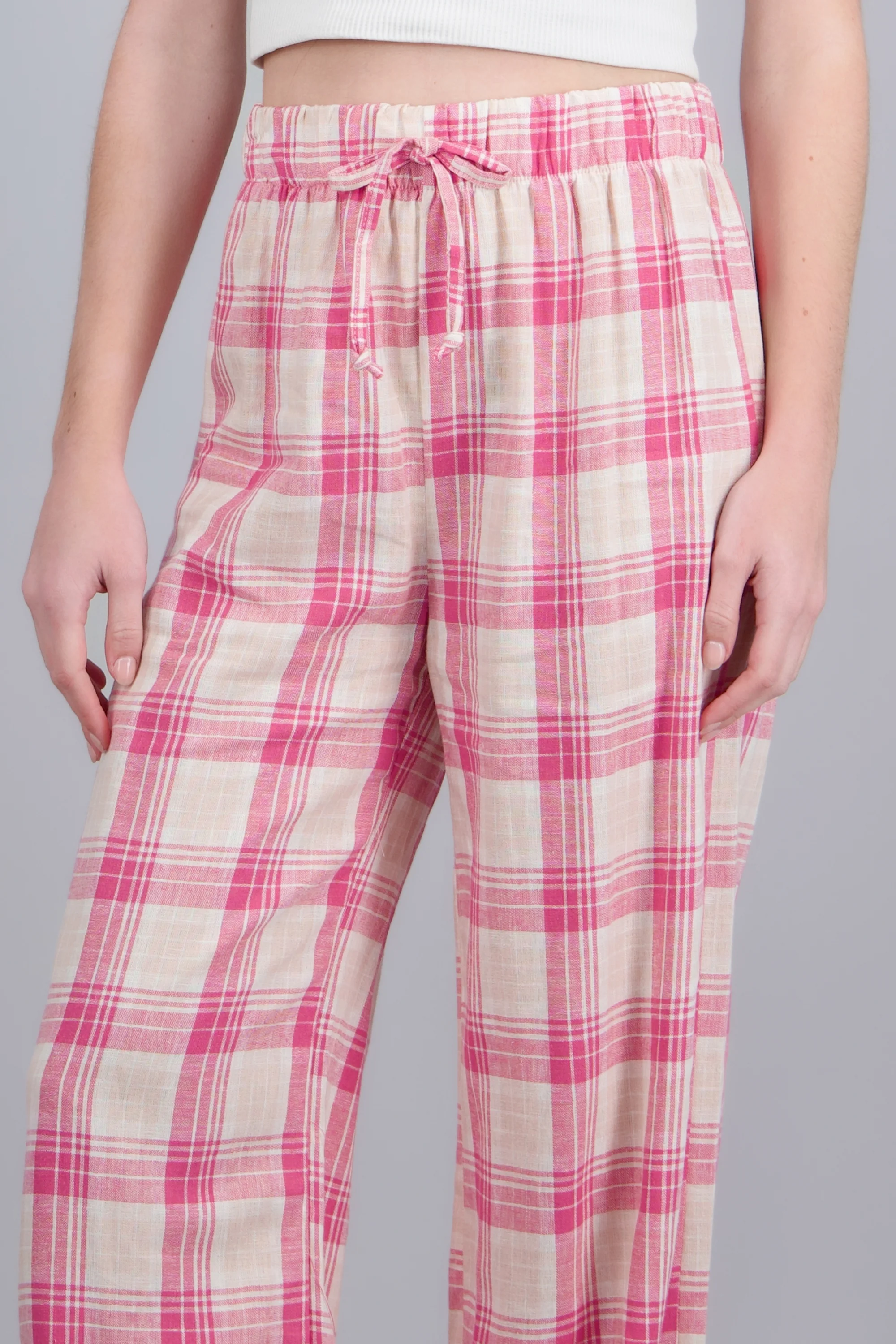 Pantalon wide leg detalle resorte cuadros - Image 5