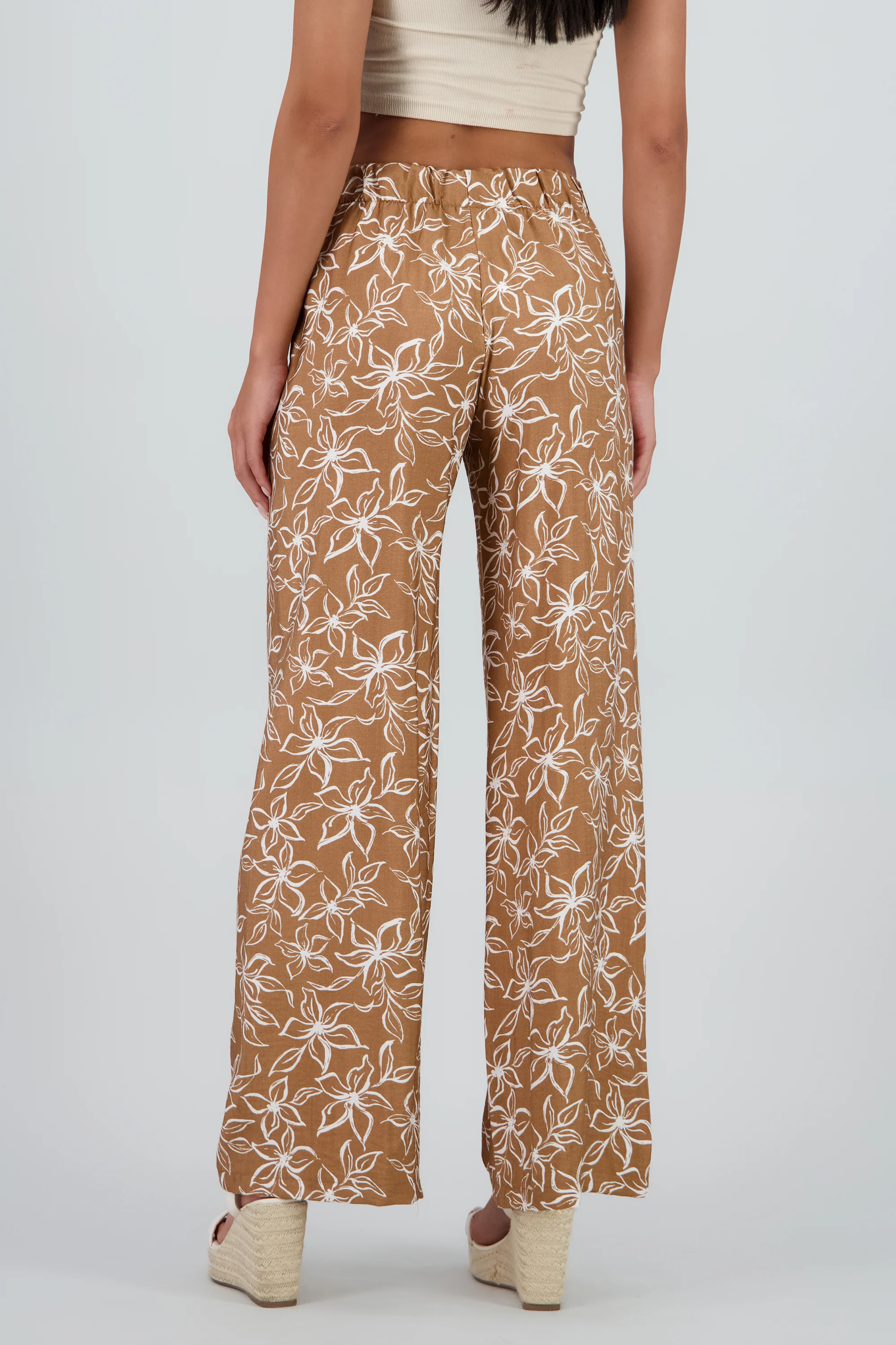 Pantalon wide leg detalle resorte estampado flores - Image 4