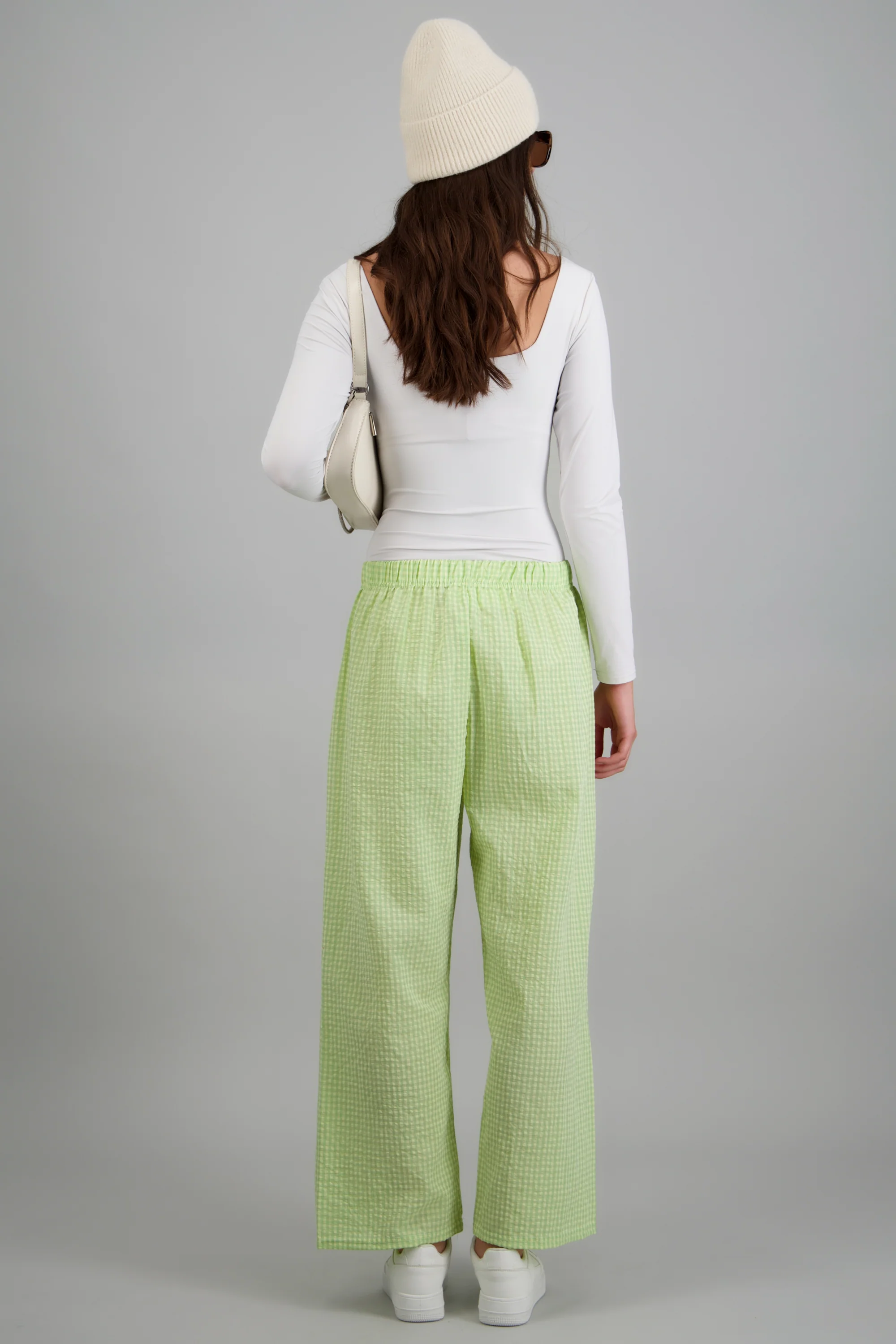 Pantalones mini cuadros pierna amplia - Image 4