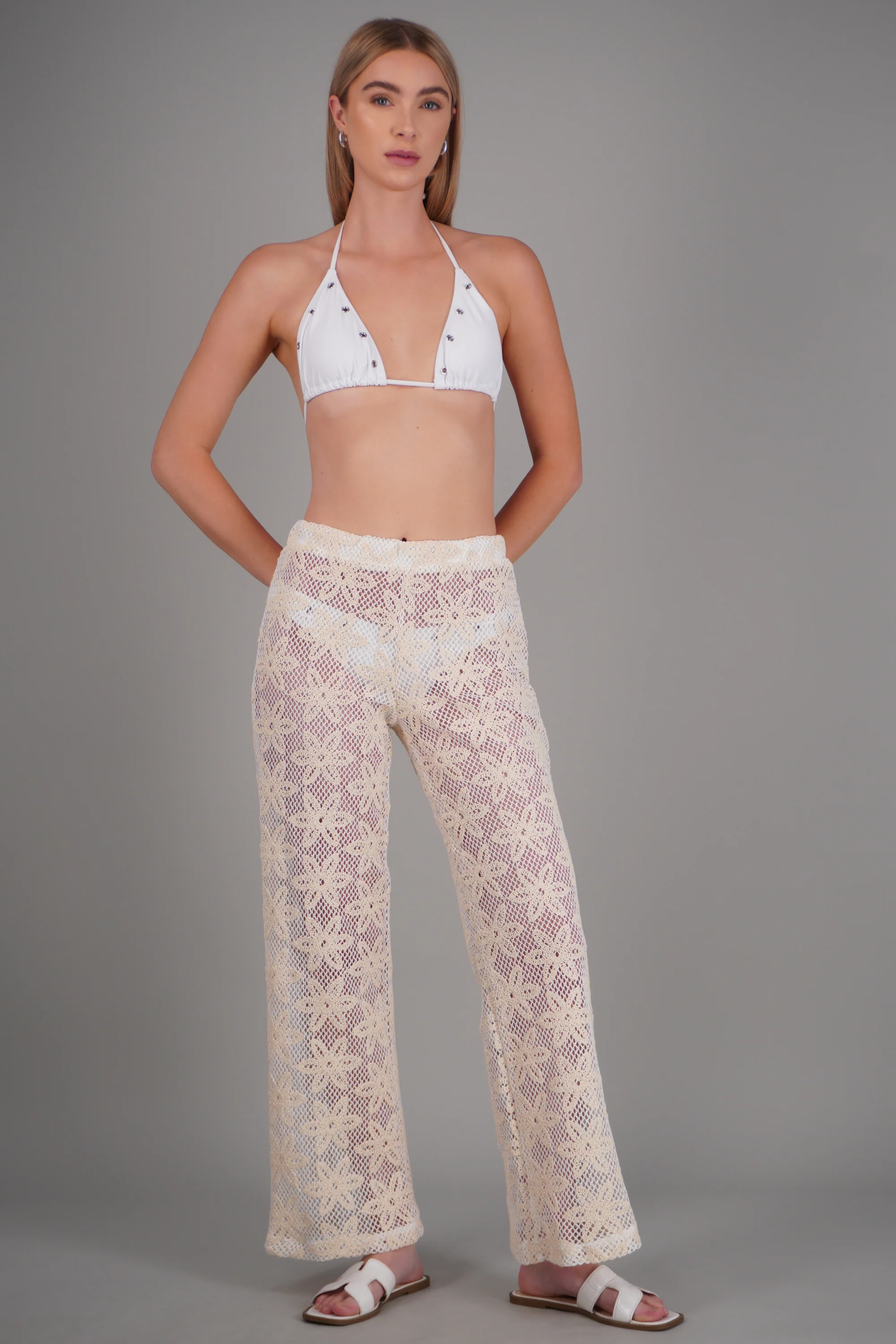 Pantalones tejidos flores - Image 3