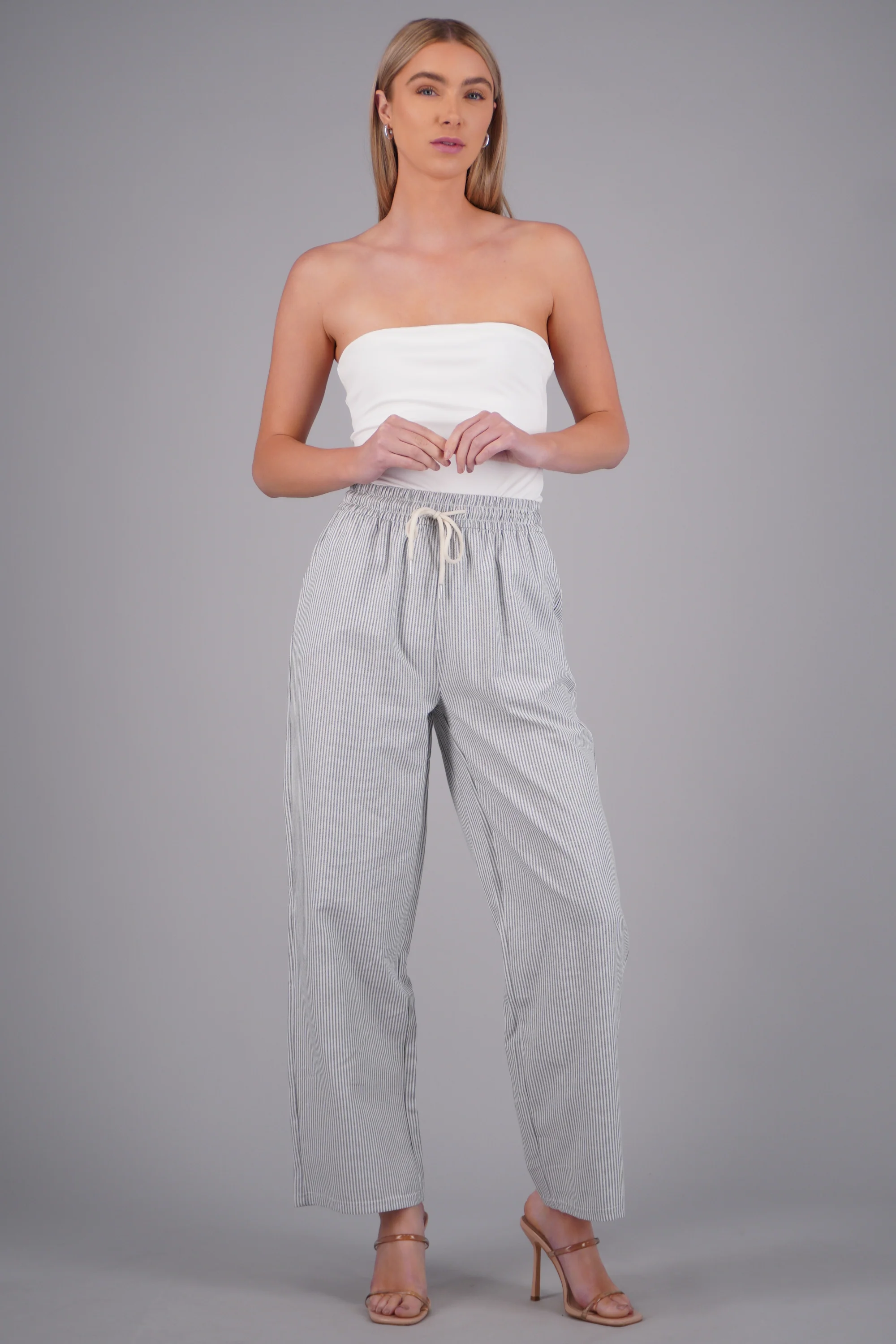 Pantalones tipo lino rayas - Image 2