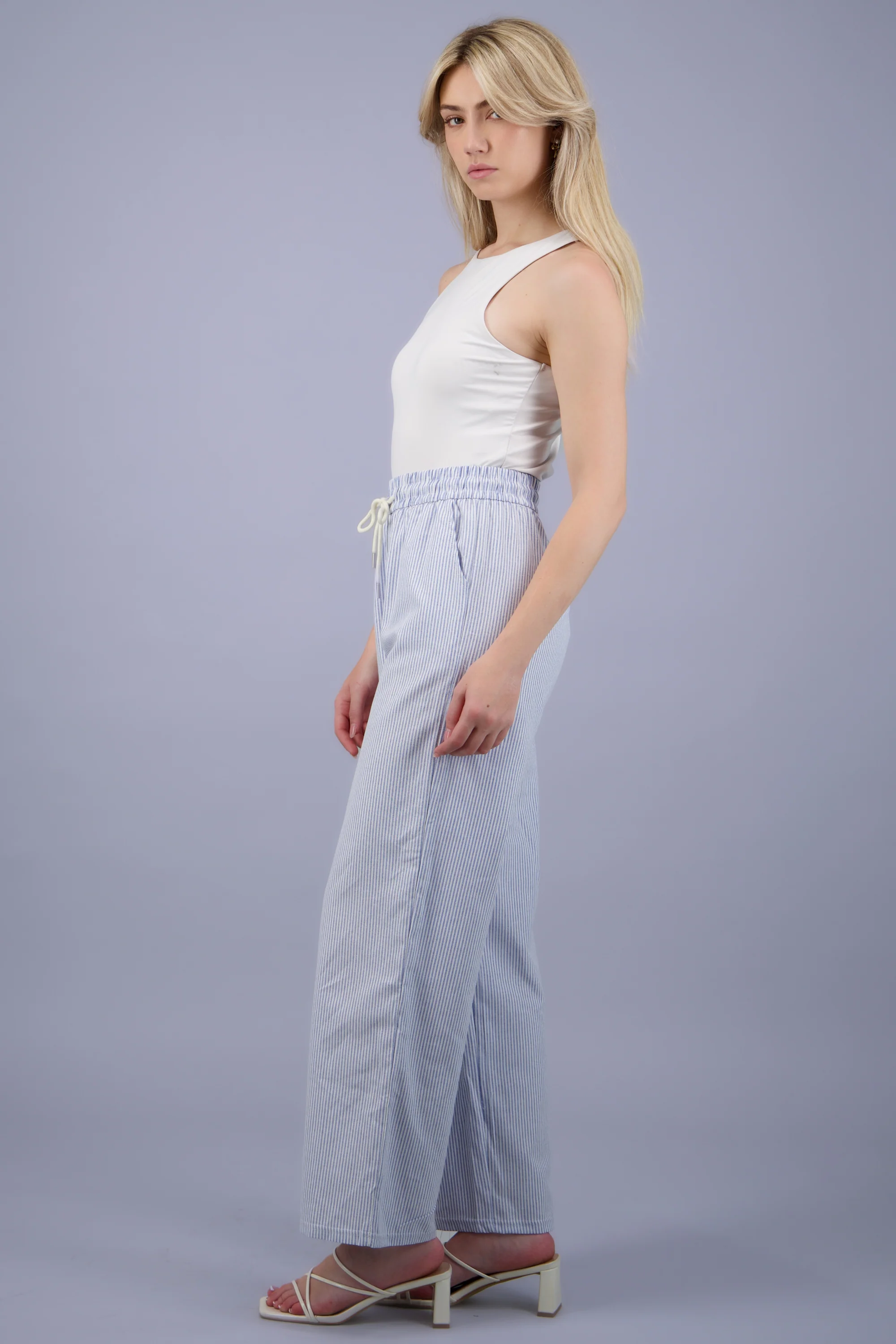 Pantalones tipo lino rayas - Image 3