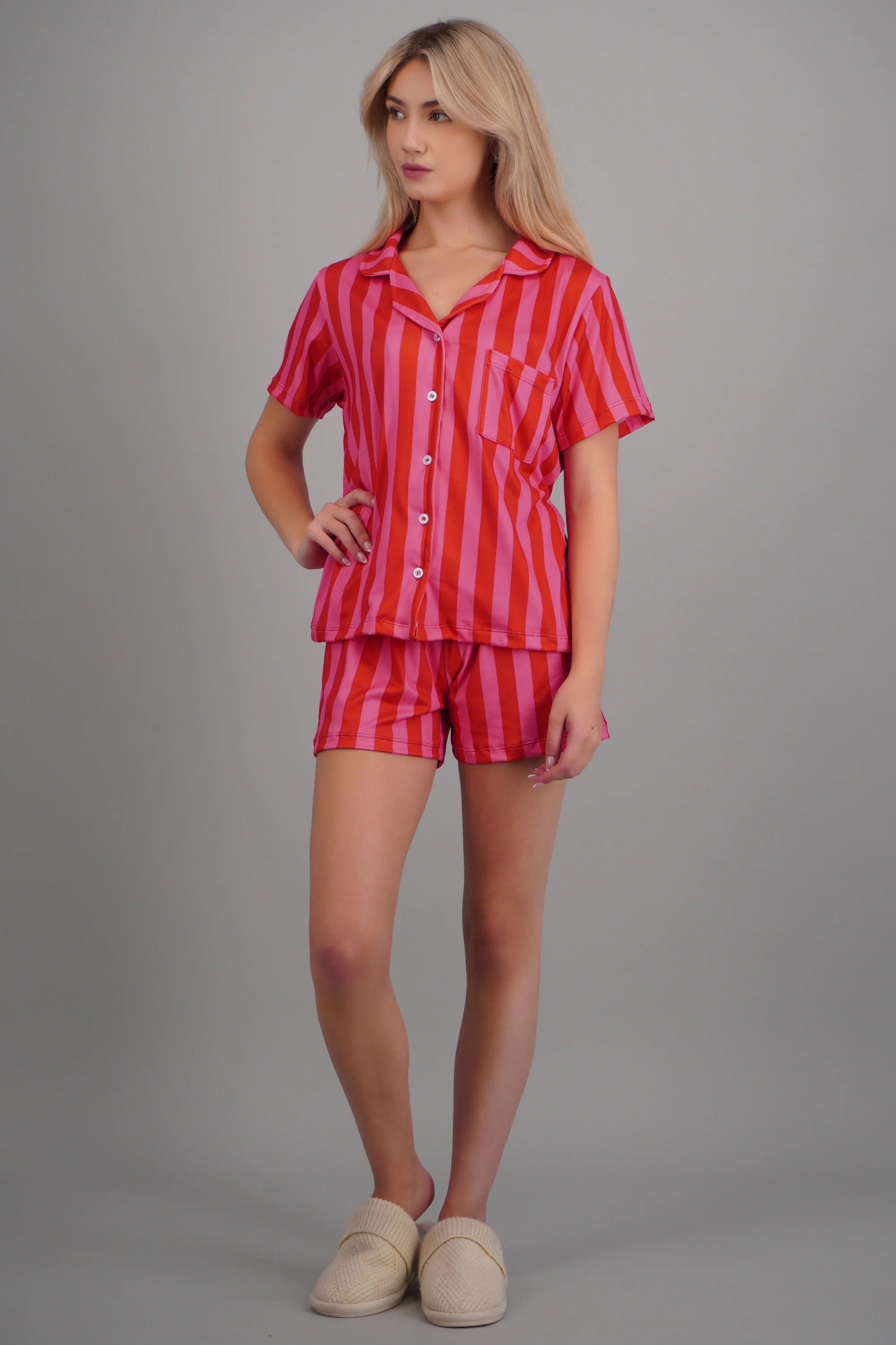 Pijama camisera short rayas - Image 3