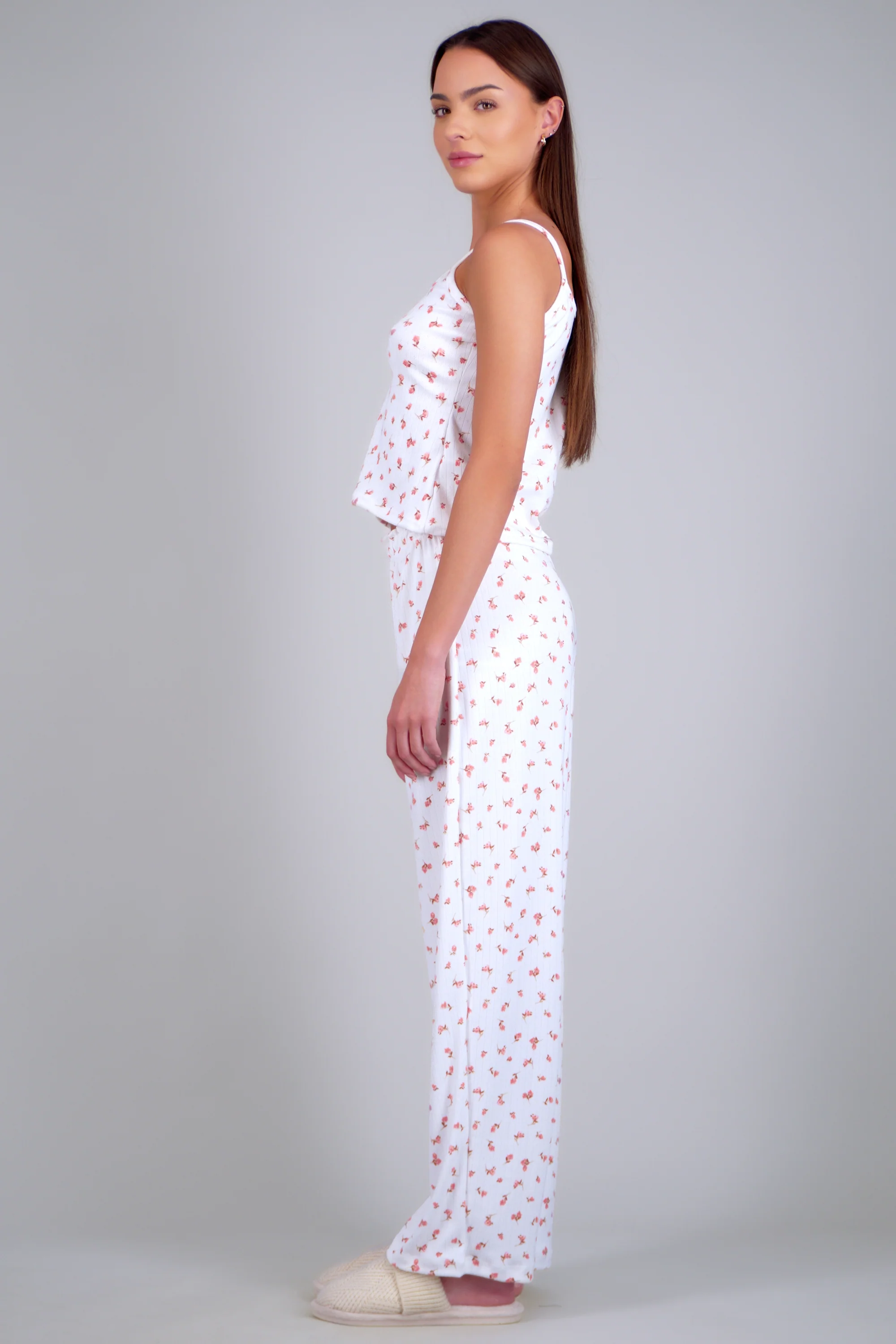 Pijama tank top y pantalón estampado flores - Image 3