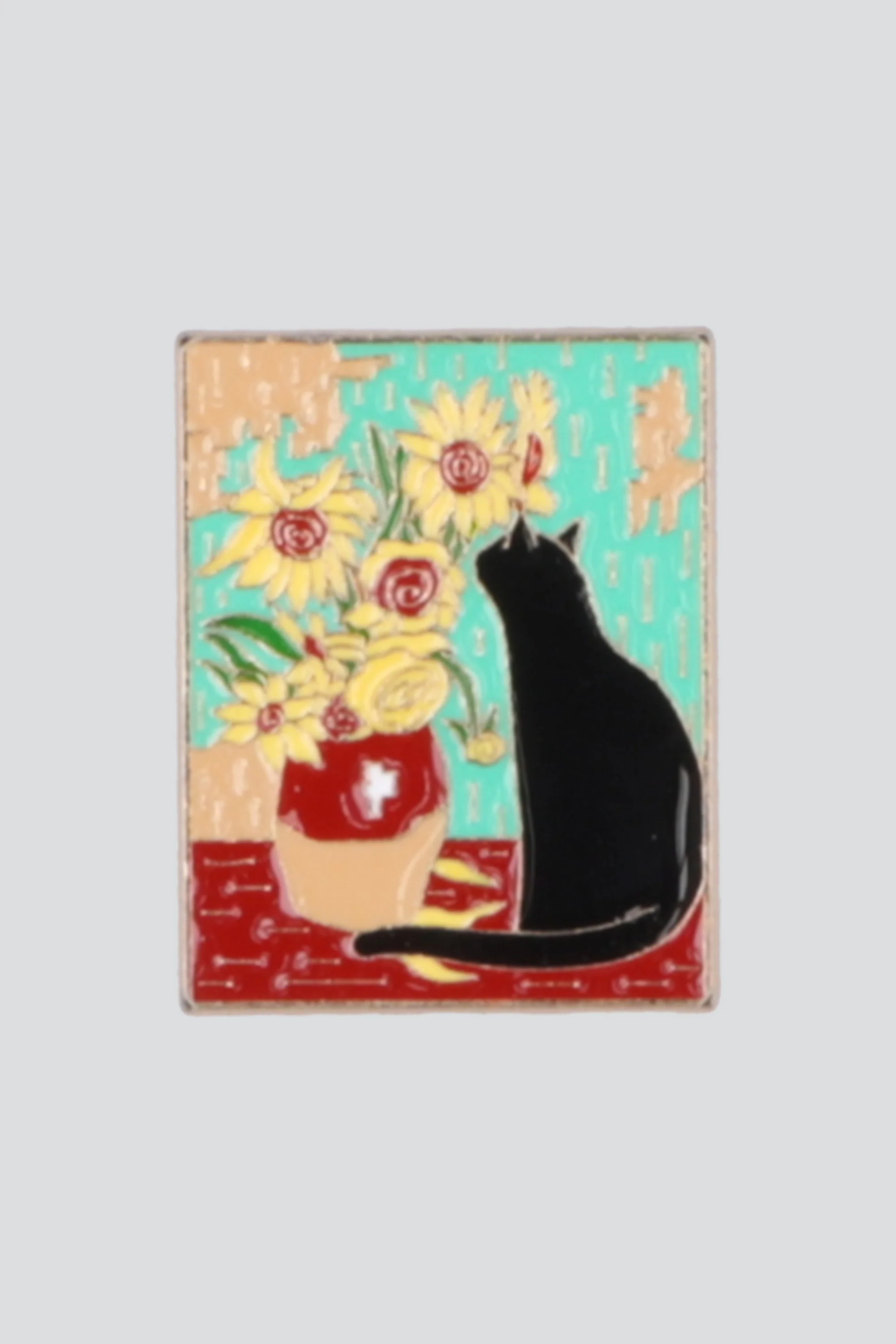 Pin cuadro gatito girasoles