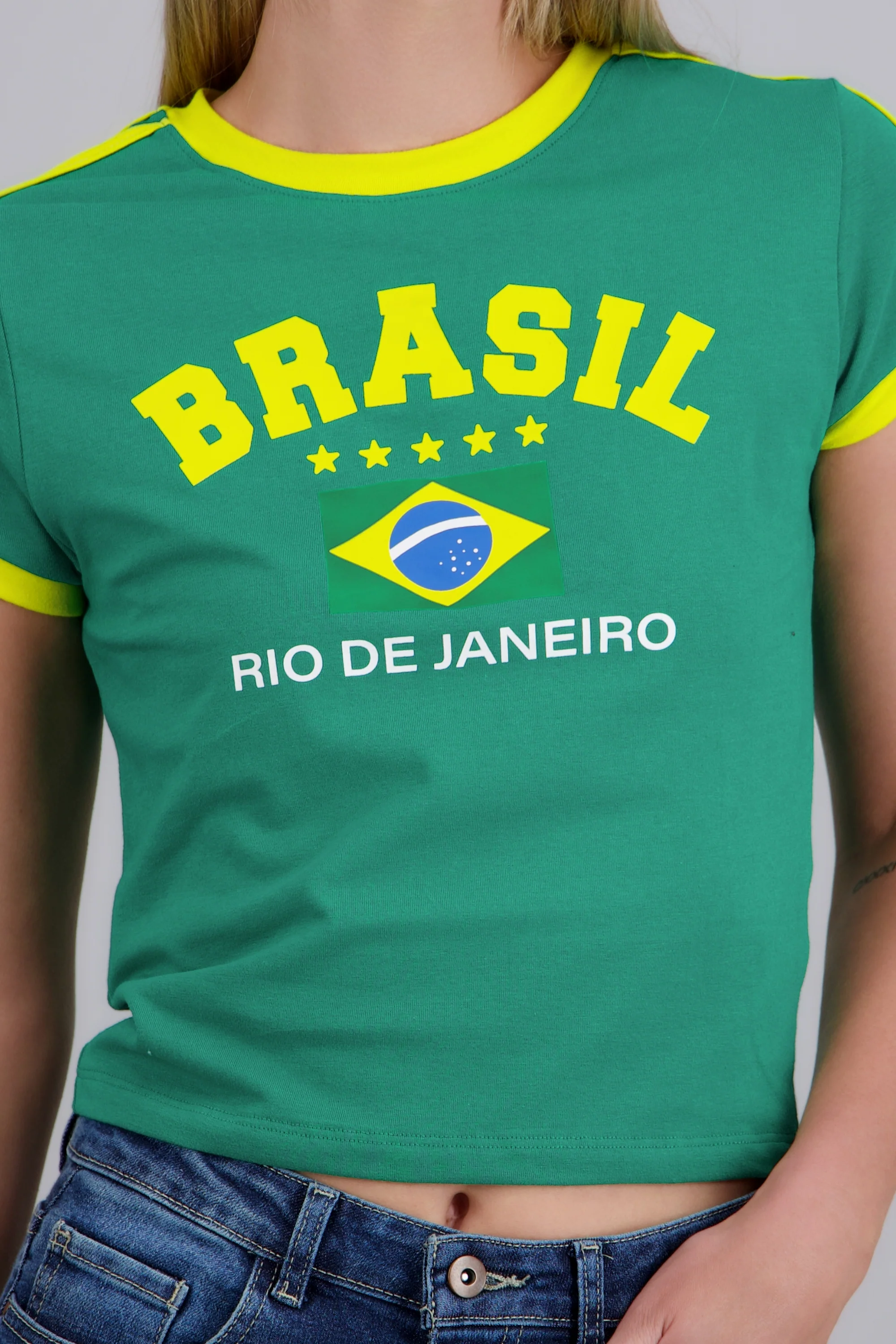 Playera corta contraste Brasil - Image 2