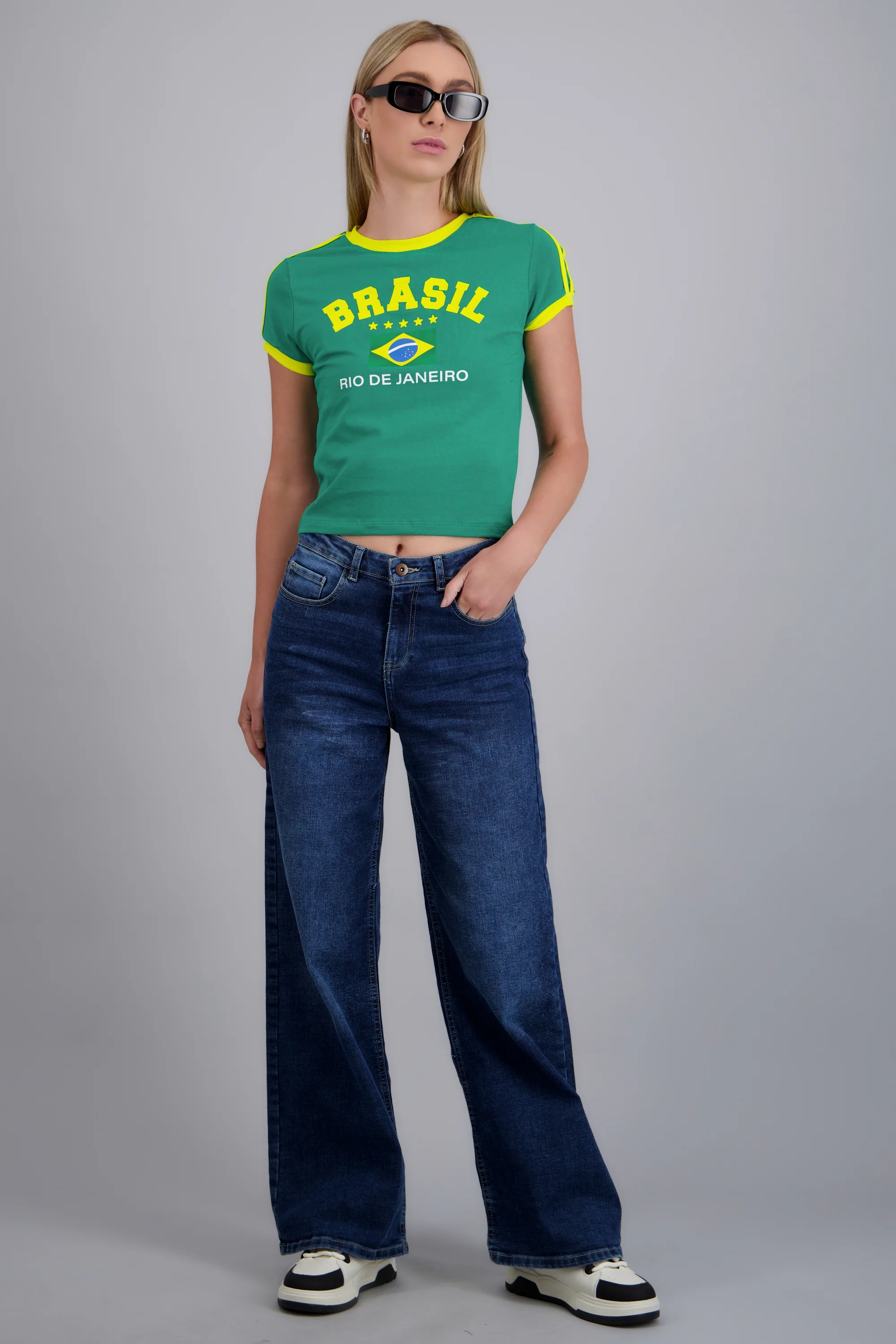 Playera corta contraste Brasil - Image 3
