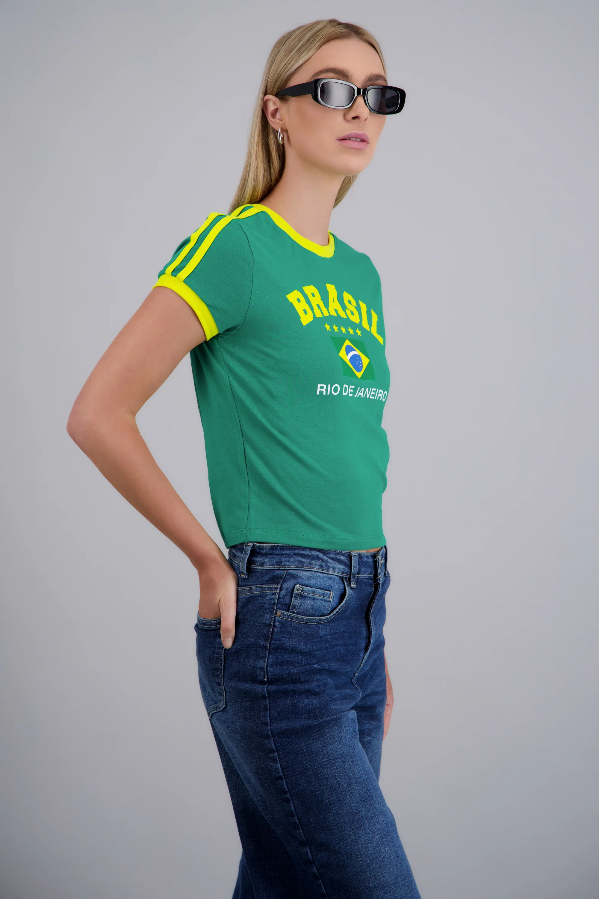 Playera corta contraste Brasil - Image 4