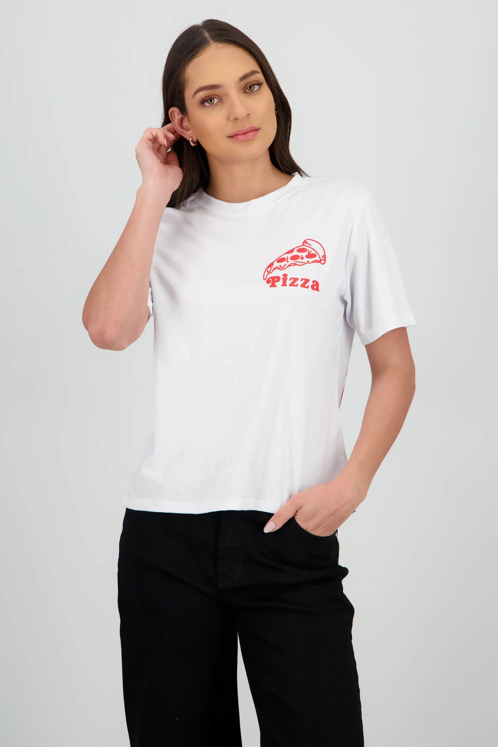 Playera oversized estampado pizza retro - Image 2