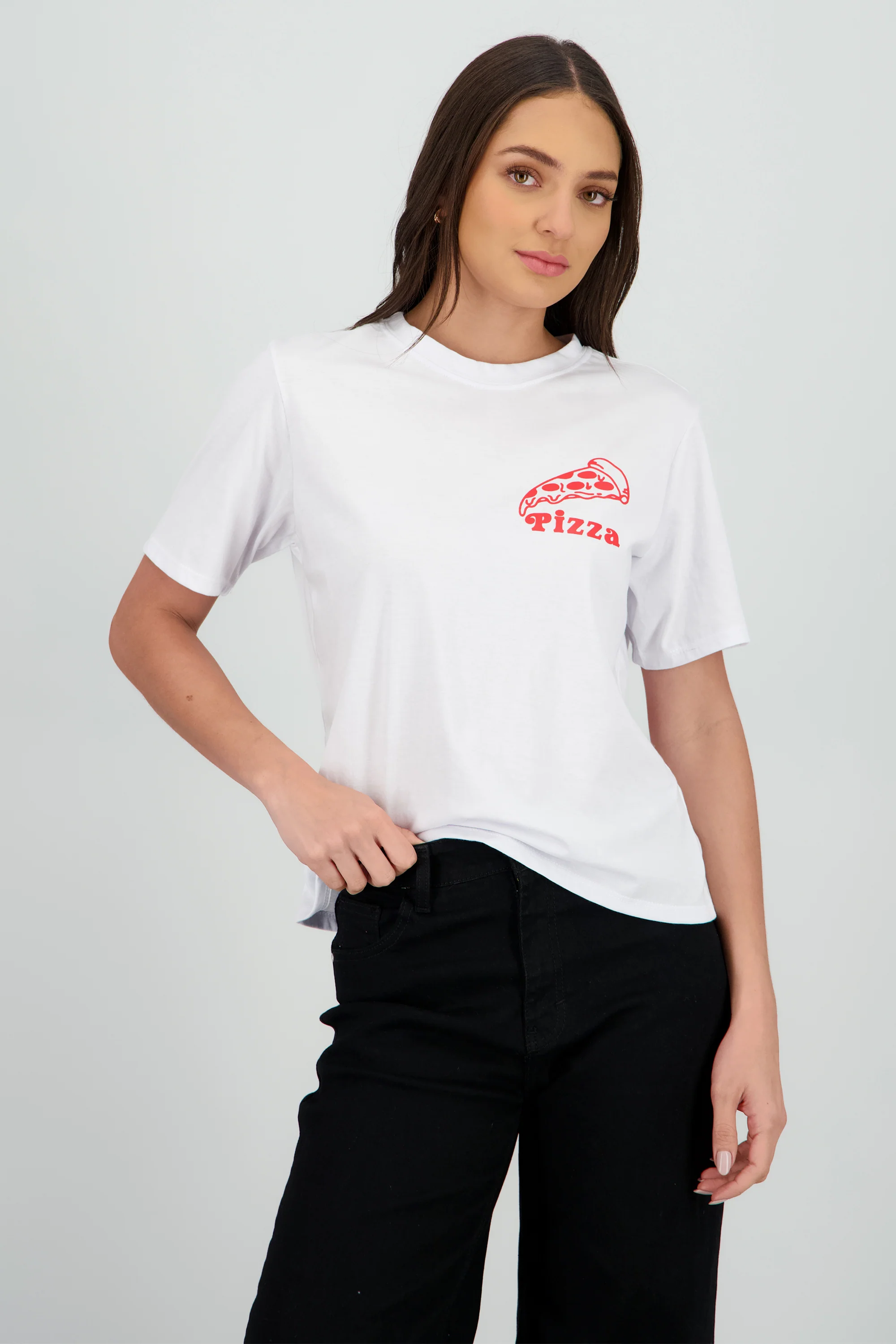 Playera oversized estampado pizza retro - Image 3