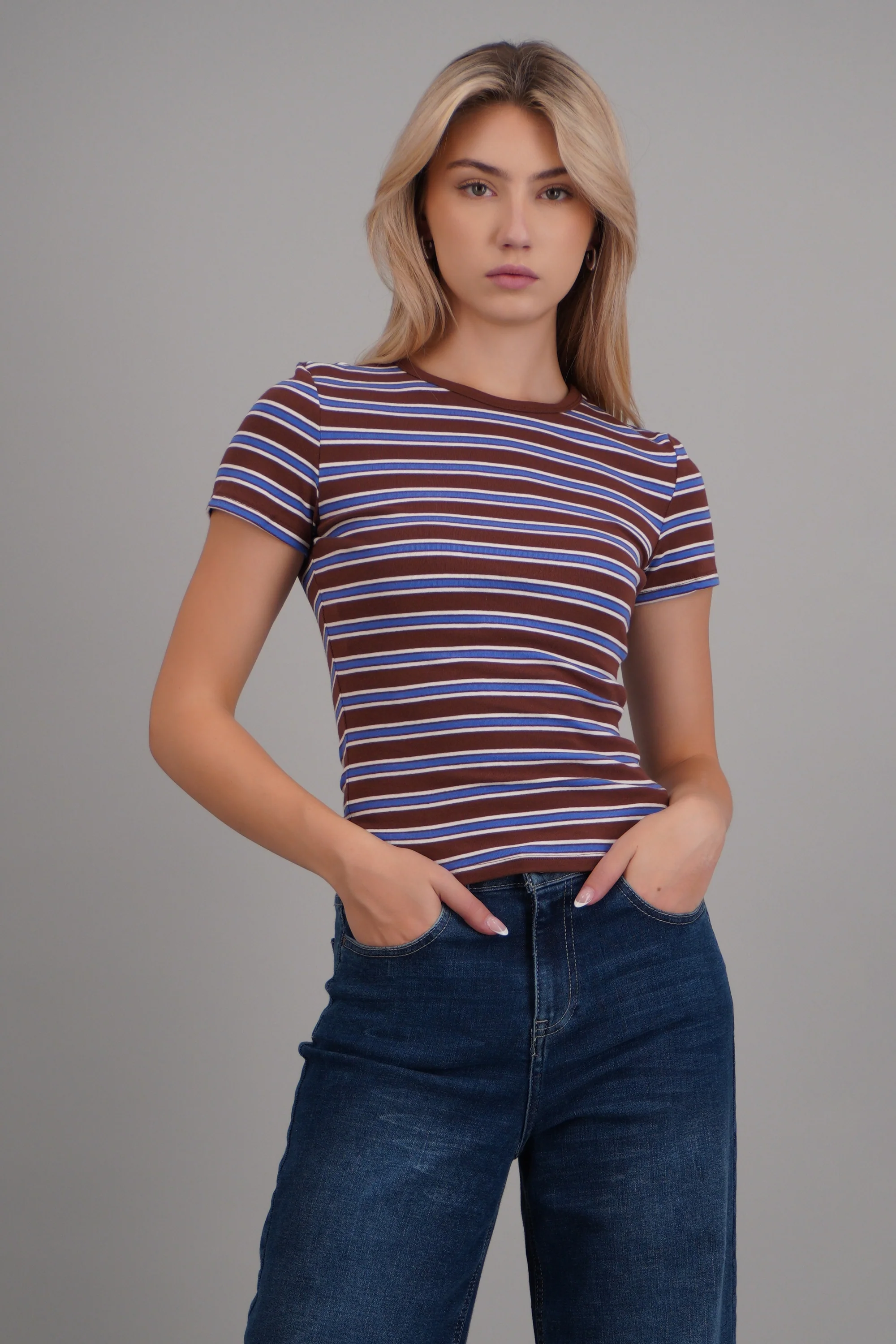 Playera rib estampado rayas