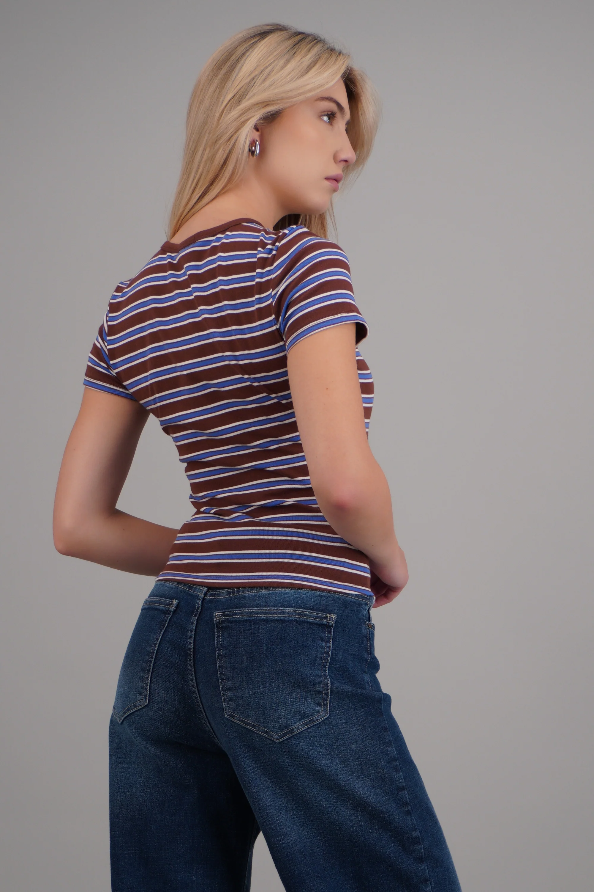 Playera rib estampado rayas - Image 4