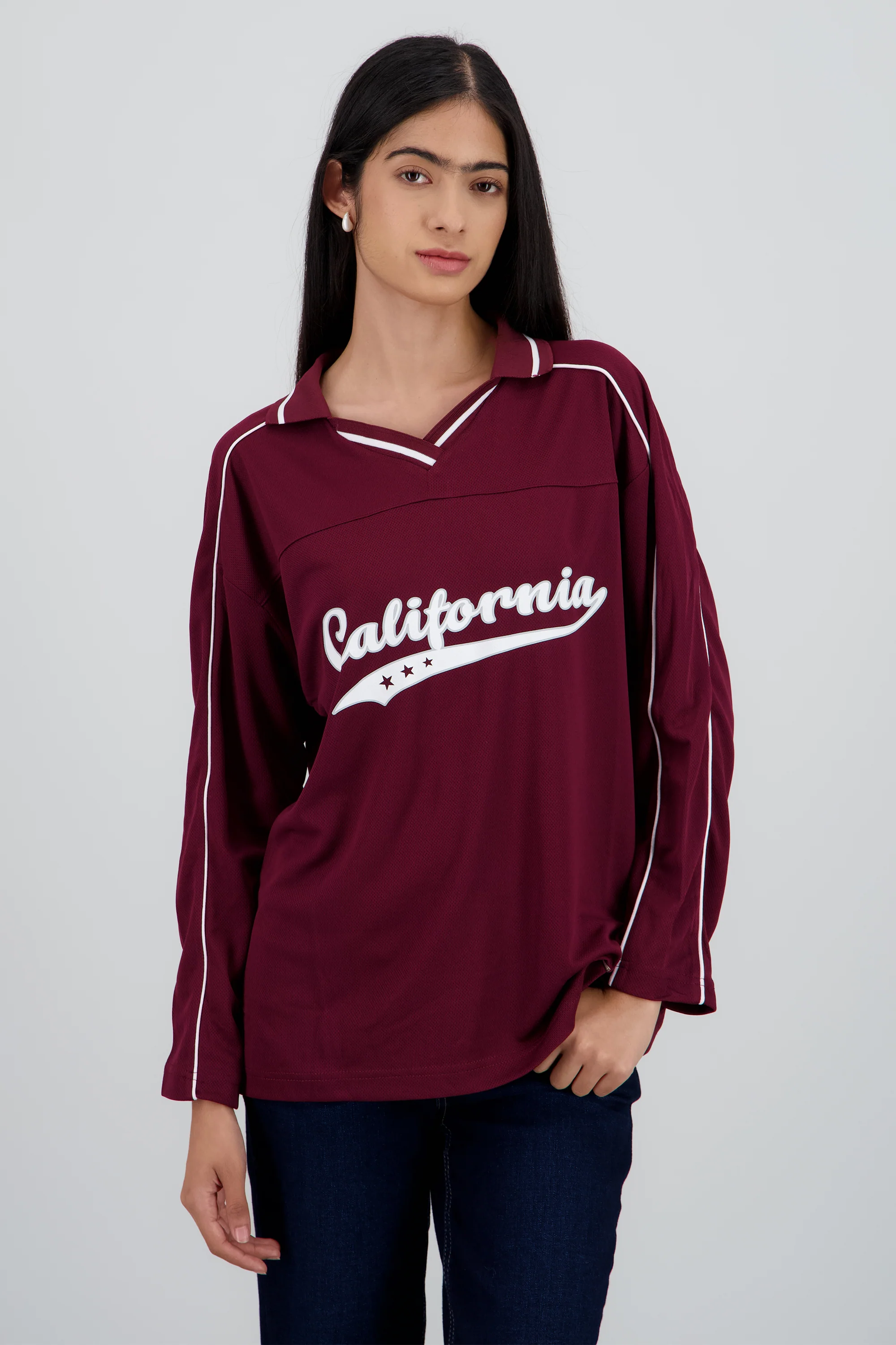 Playera tipo jersey California manga larga