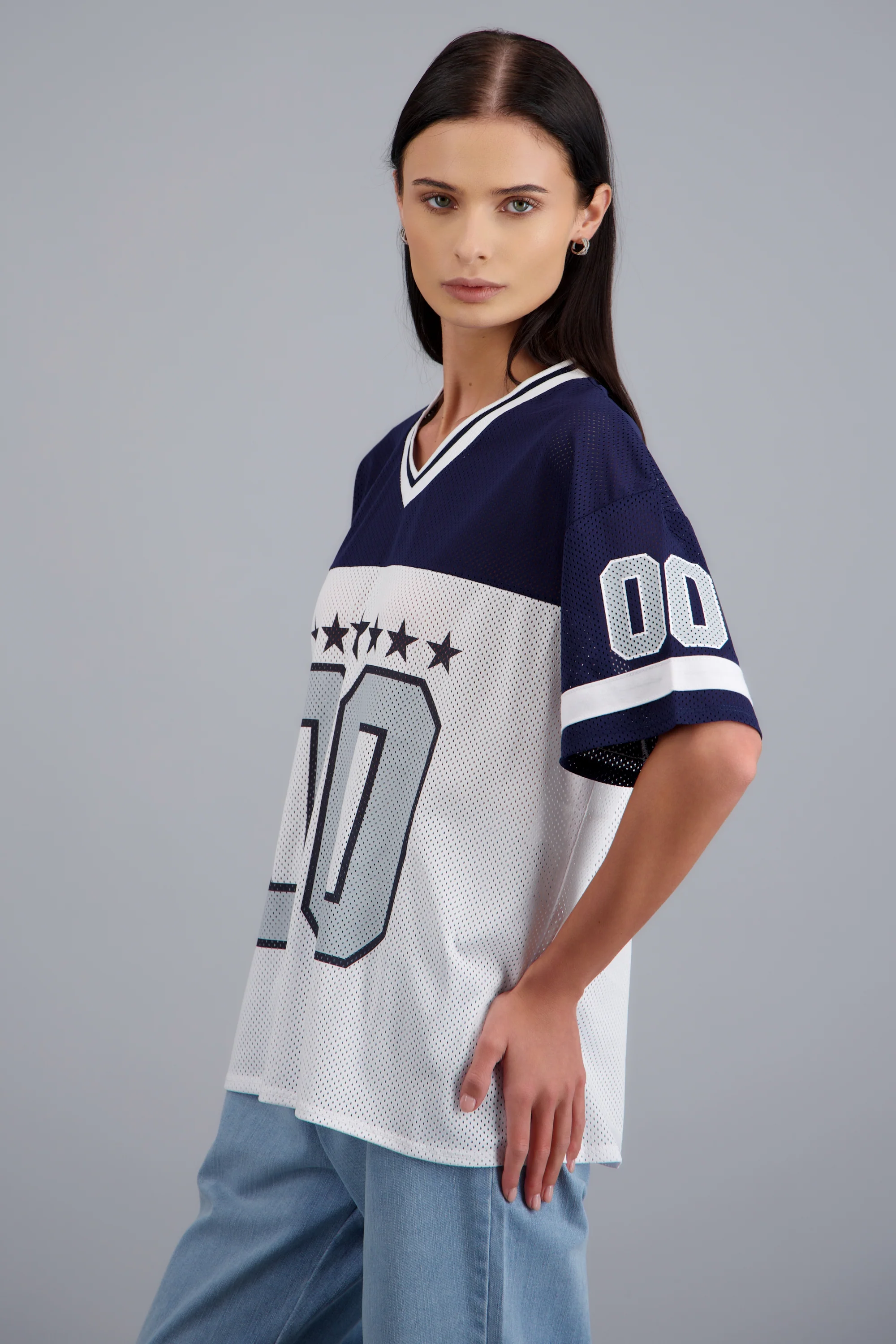 Playera tipo jersey contraste - Image 3