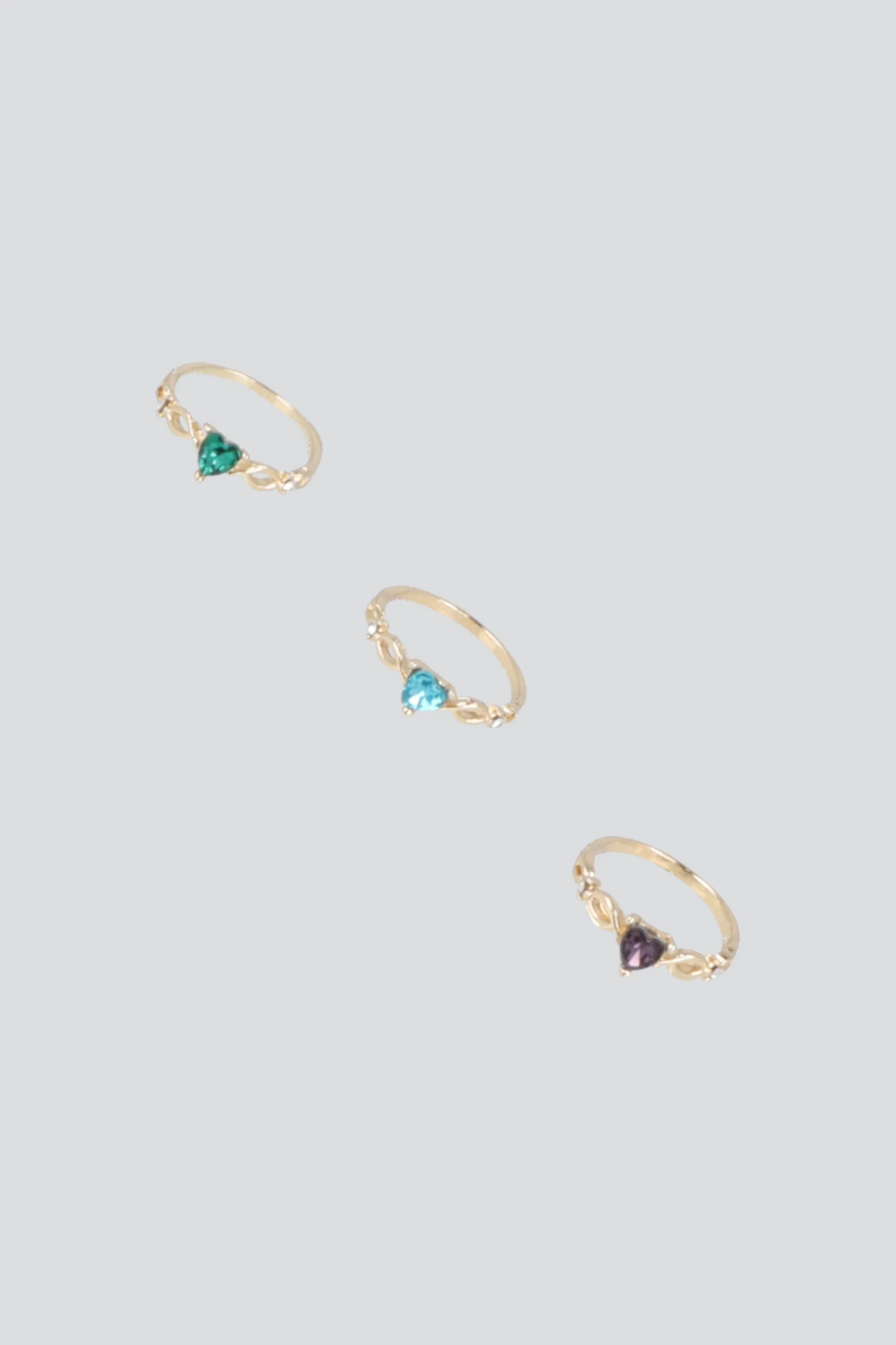 Set 3 anillos piedras corazón - Image 2