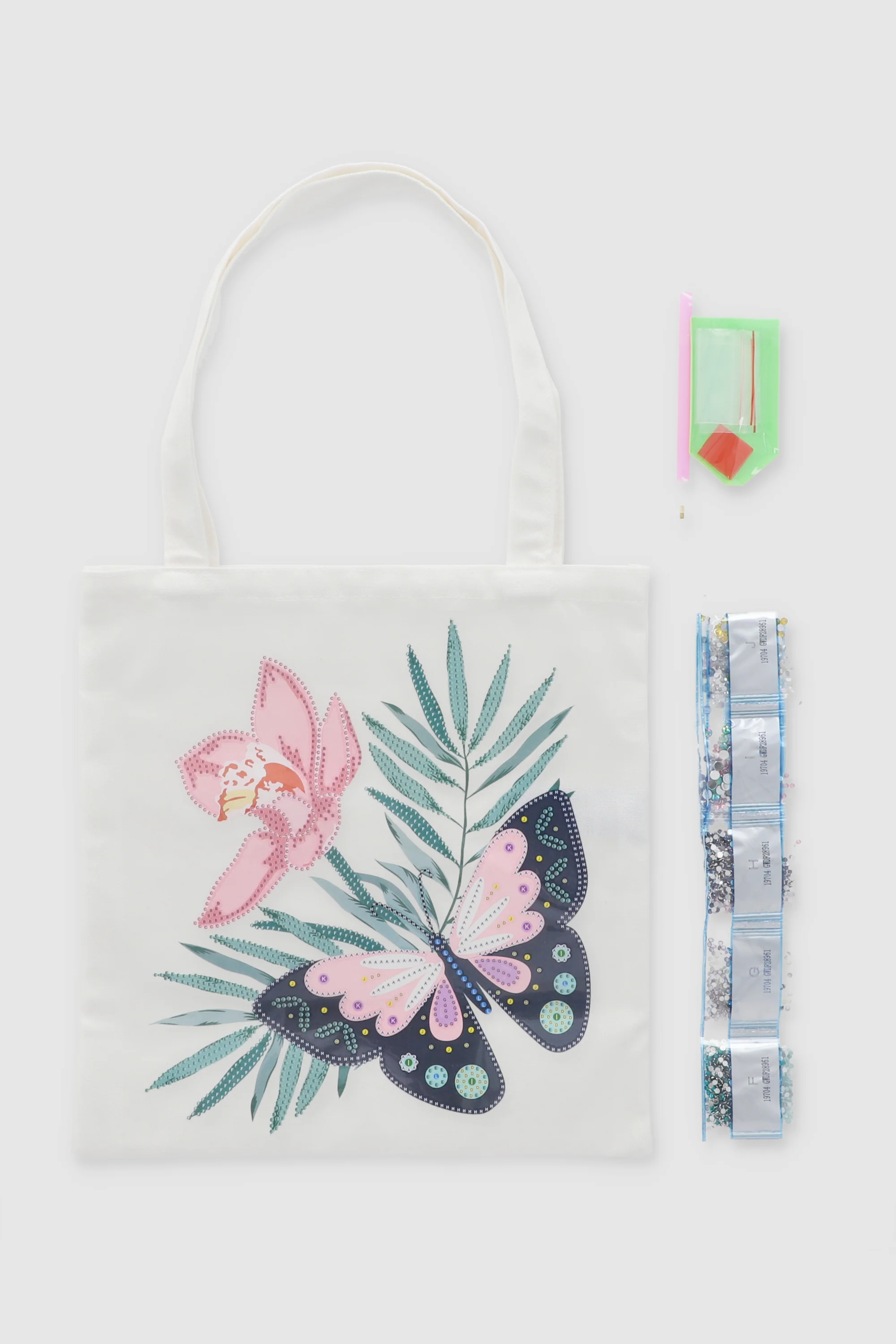 Set DIY tote bag pixel mariposa flor - Image 2