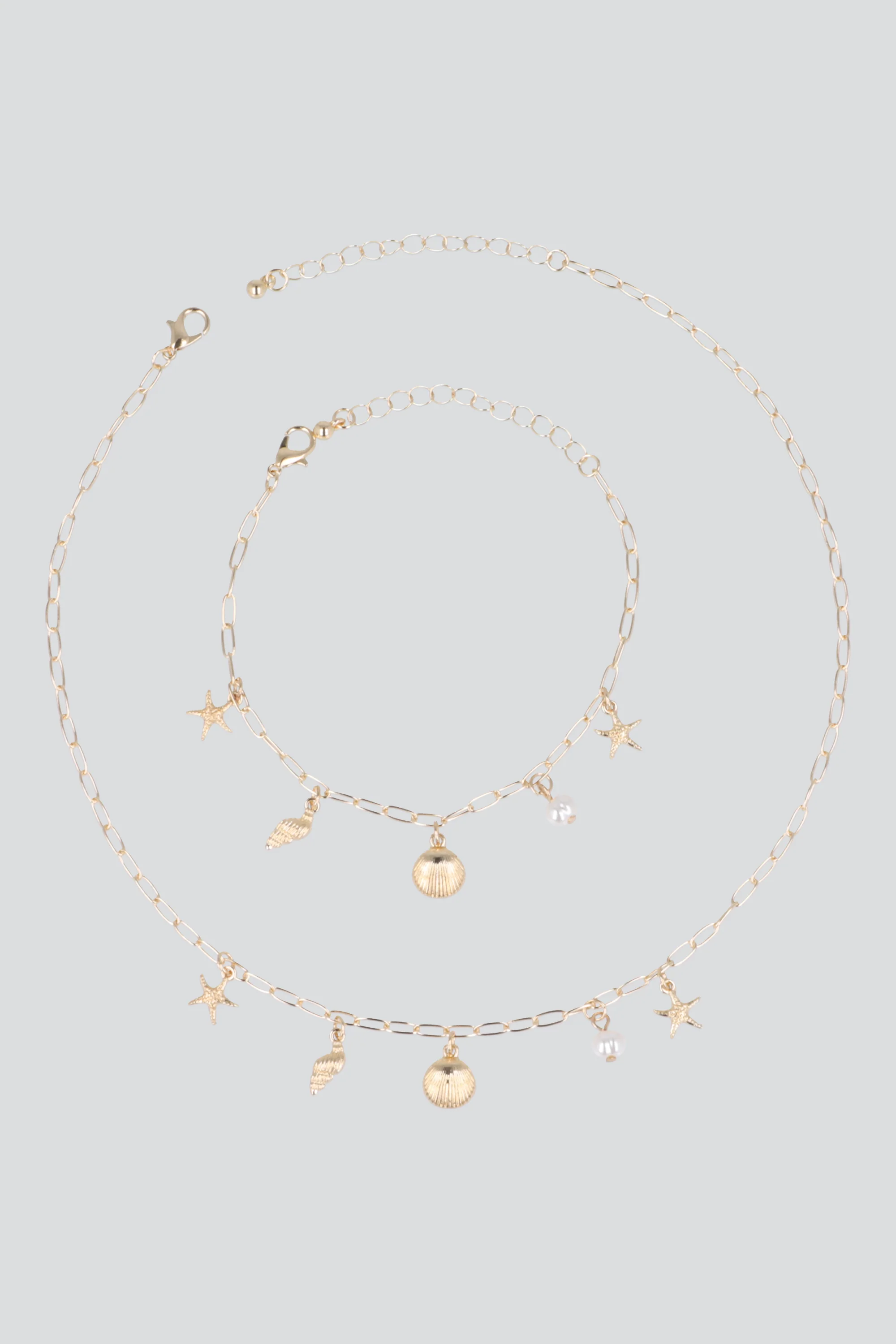 SET PULSERA Y COLLAR CHARMS MARINOS