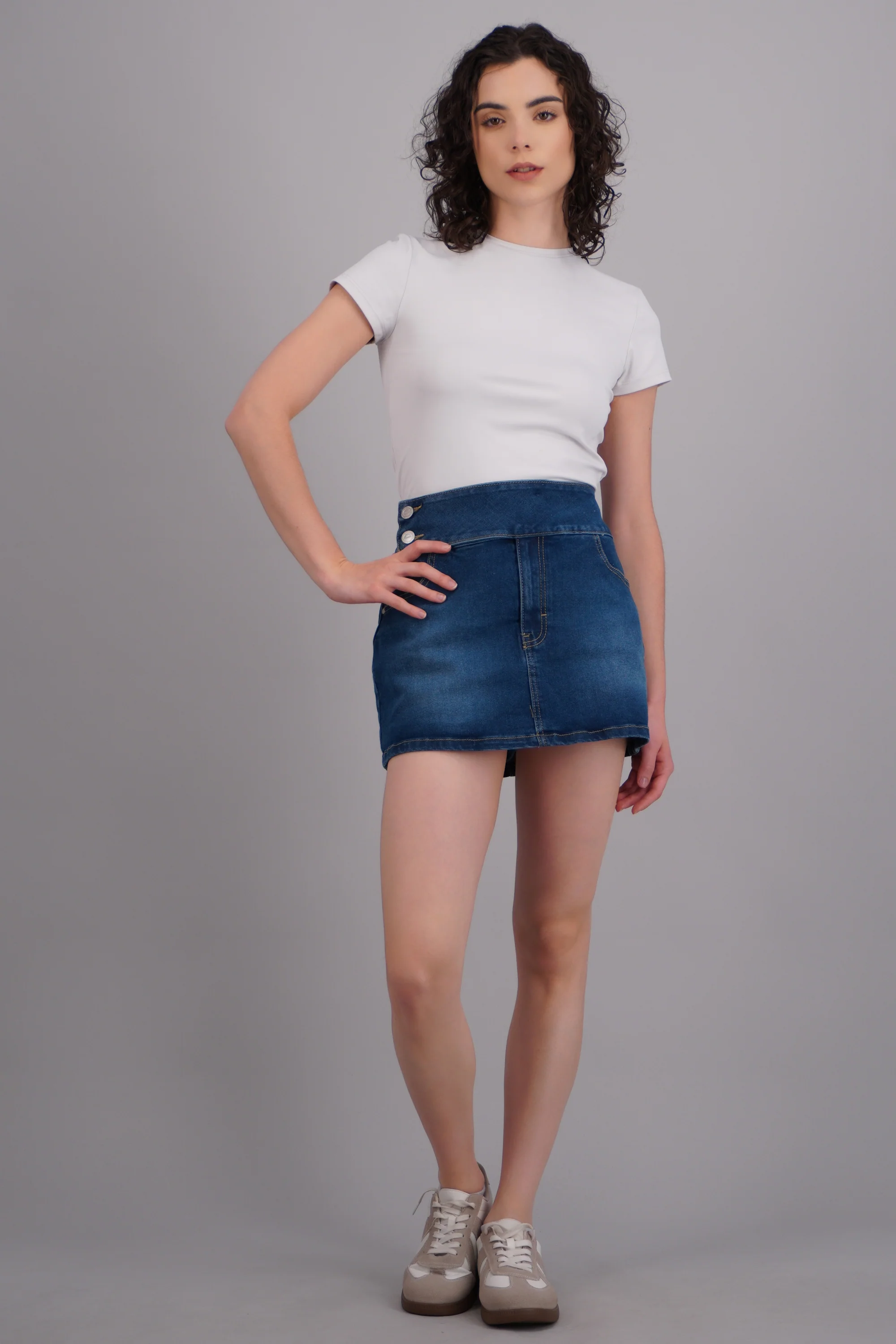 Skort denim pretina ancha