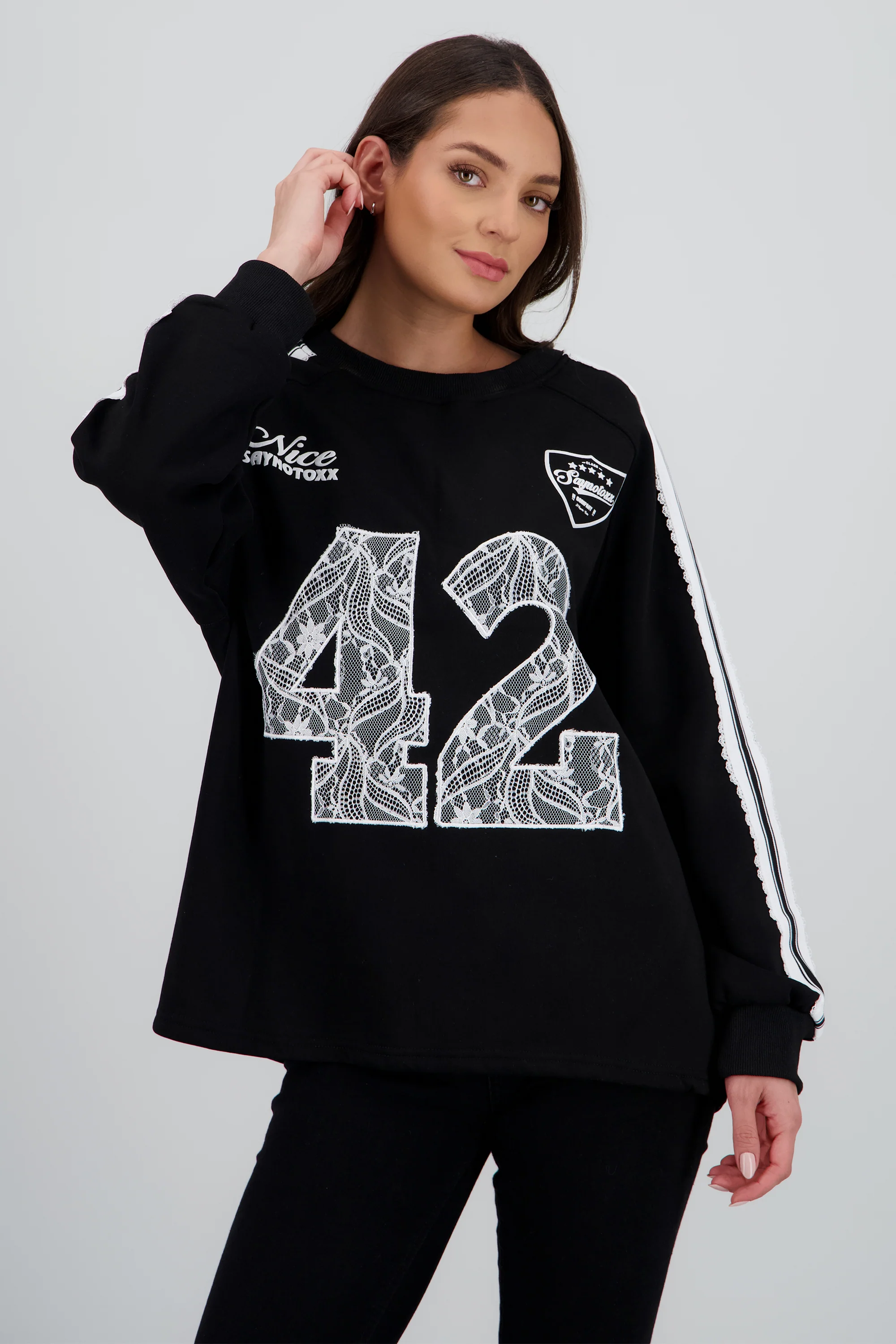 Sudadera numero encaje contrastes - Image 2