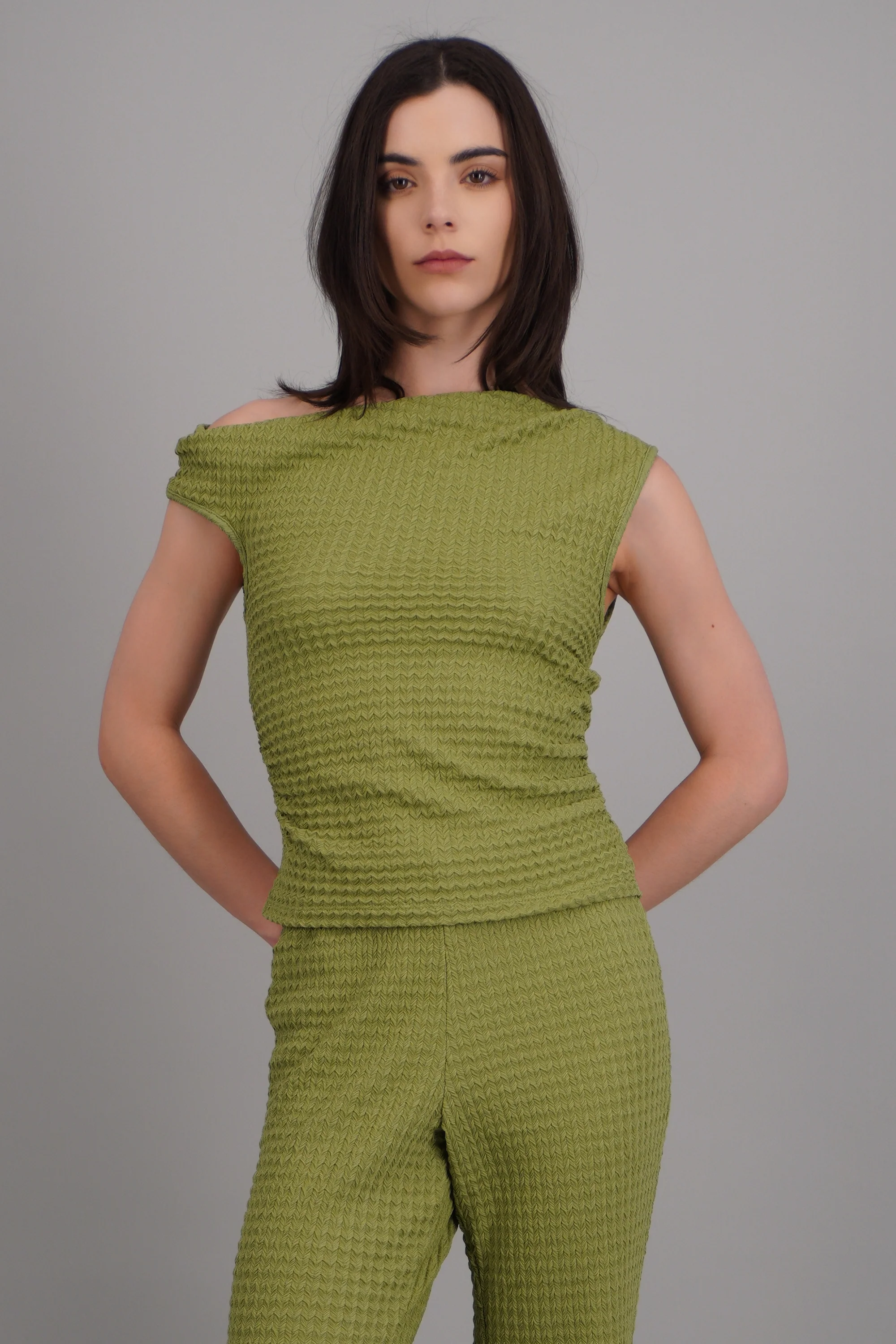 Top con detalle de frunce con textura