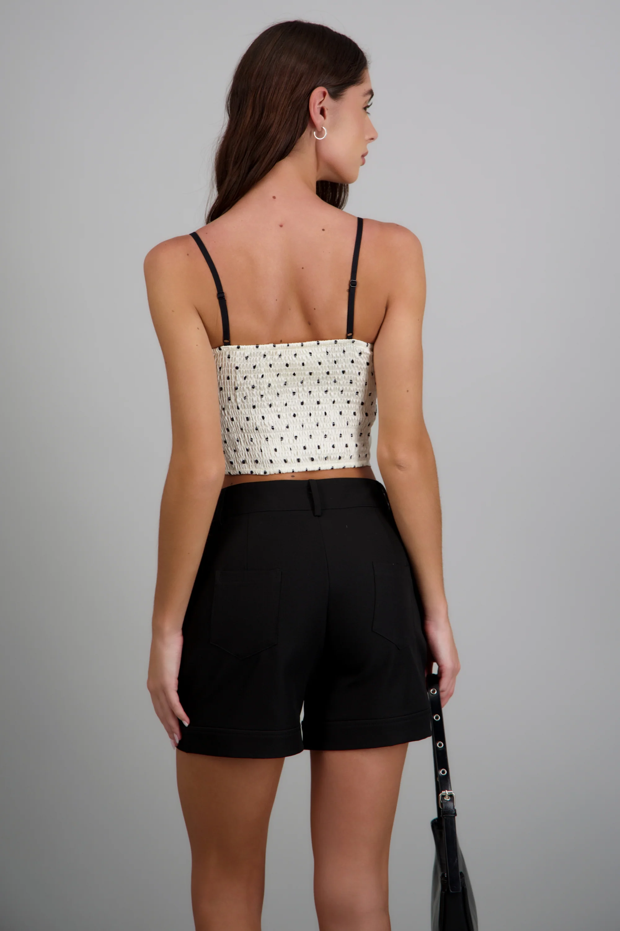 Top corset con encaje y estampado polka dots - Image 4