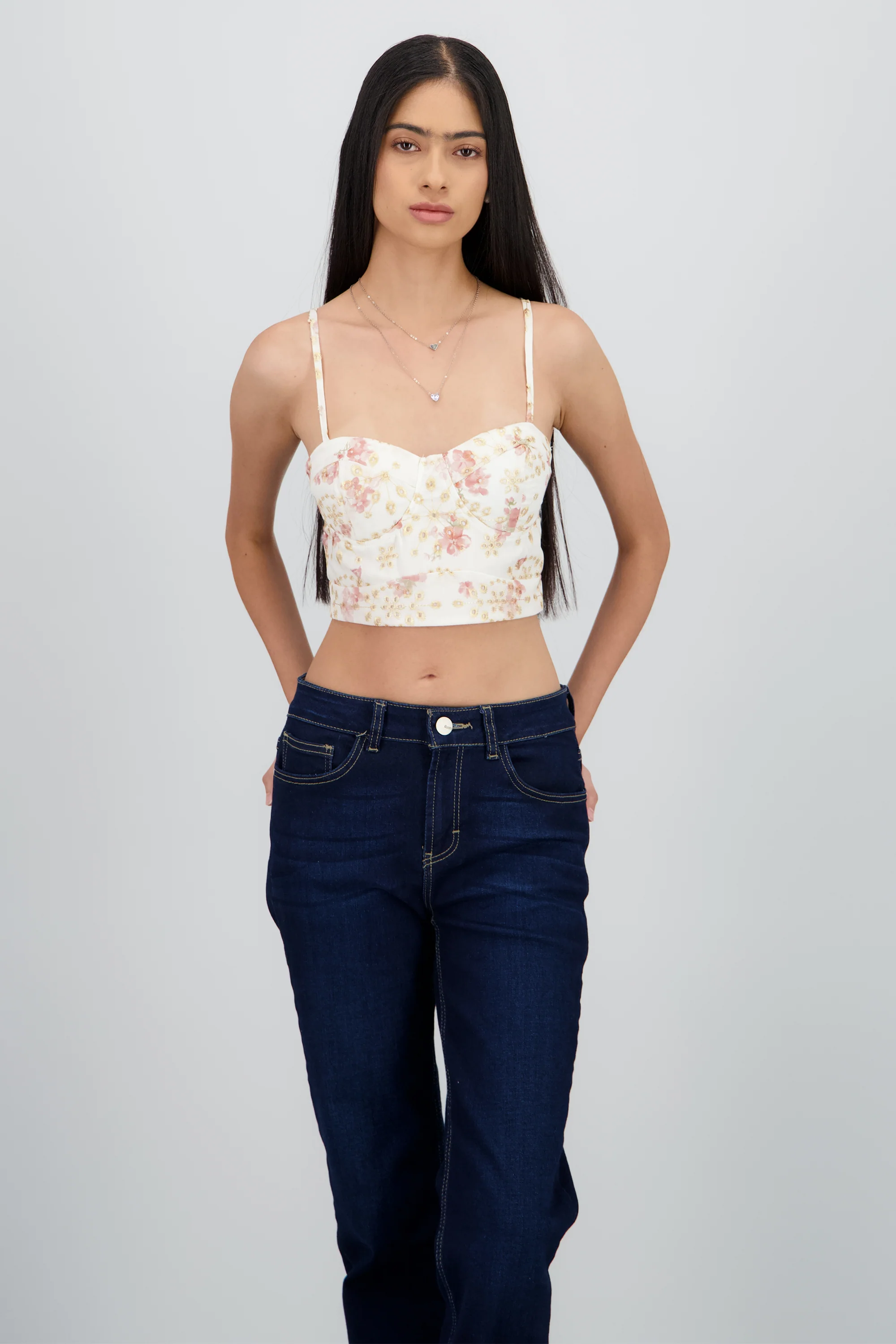 TOP CORSET FLORES BORDADO