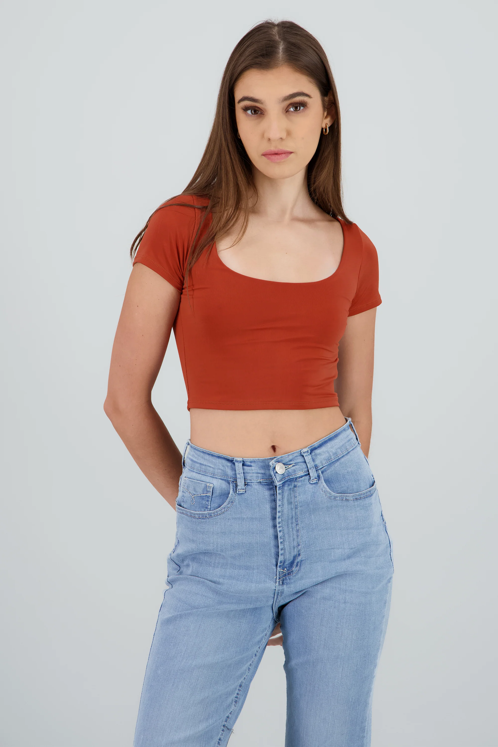 Top corto manga corta doble tela - Image 2