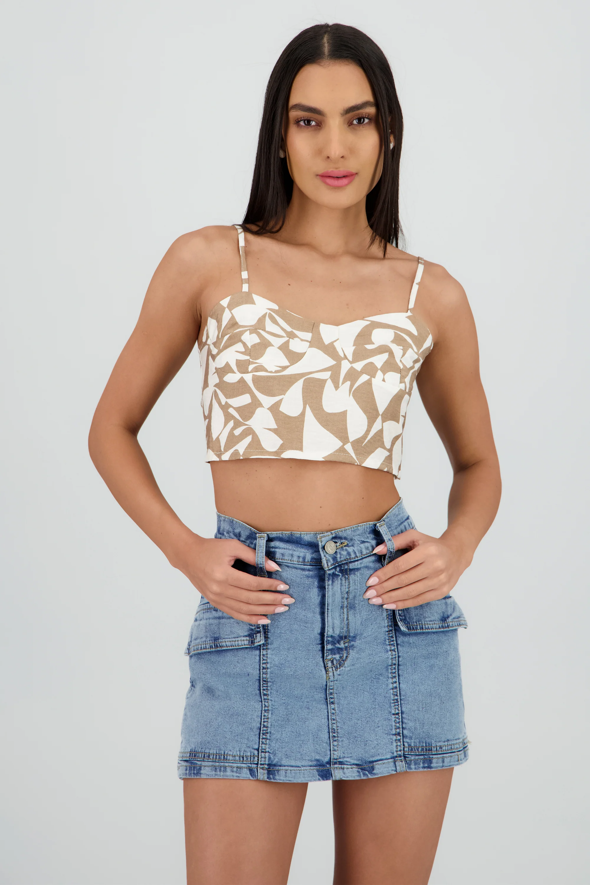 Top crop bustier estampado geometrico - Image 2