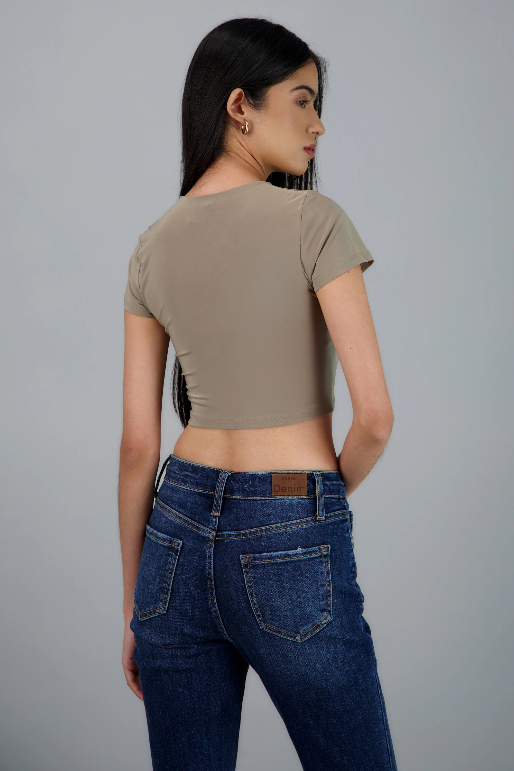 Top crop doble tela manga corta - Image 4