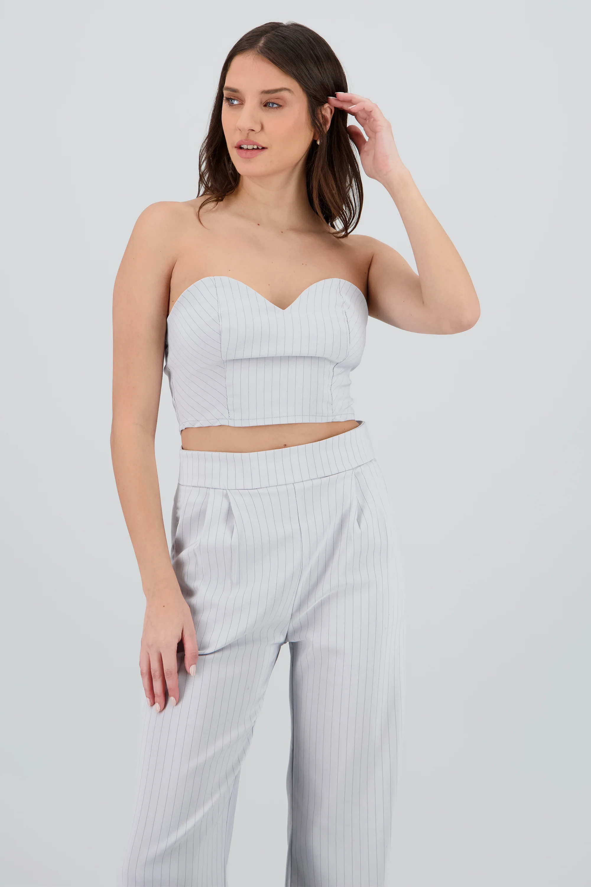 Top crop escote corazon rayas - Image 2