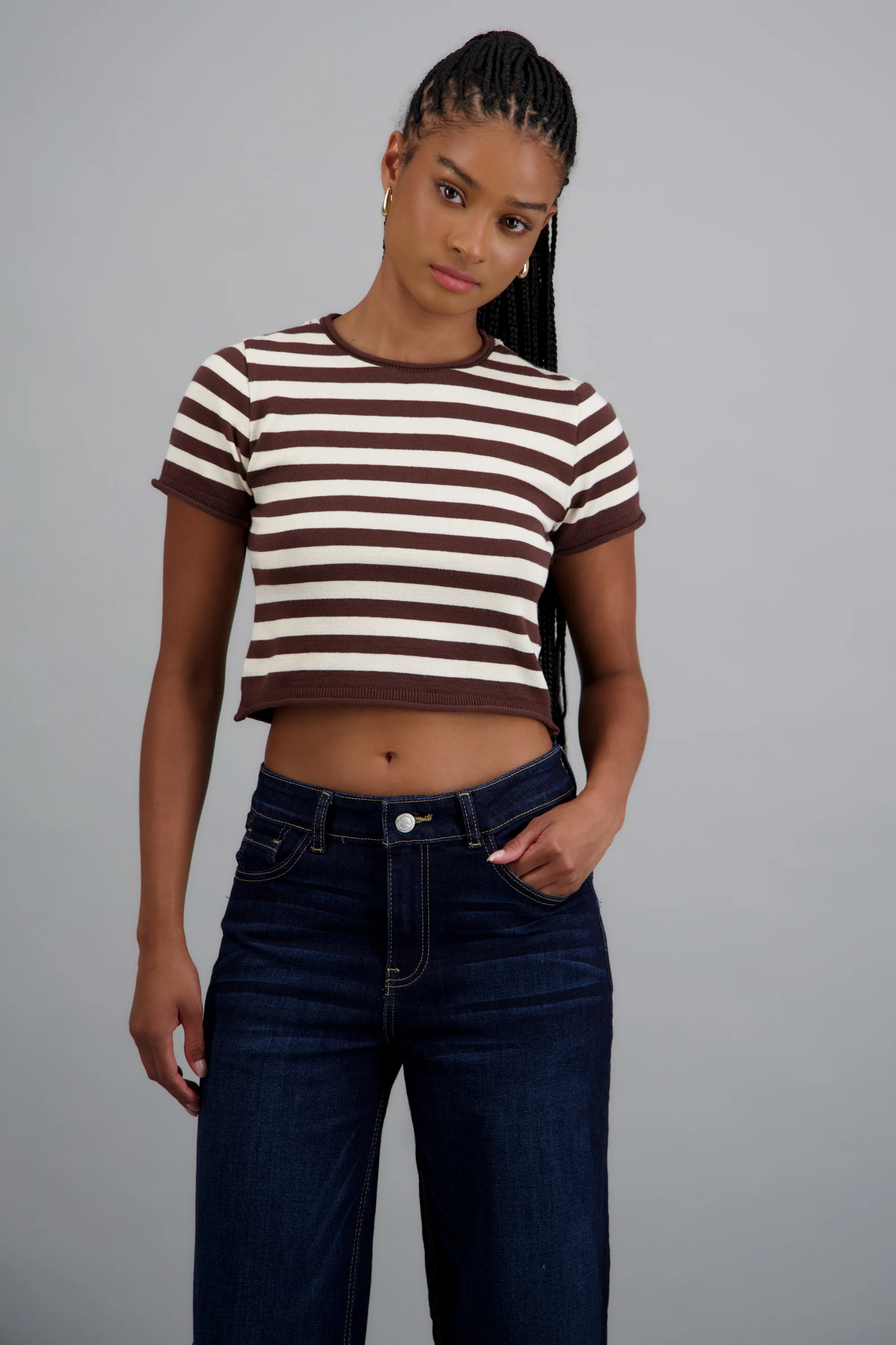 Top crop rayas detalle borde