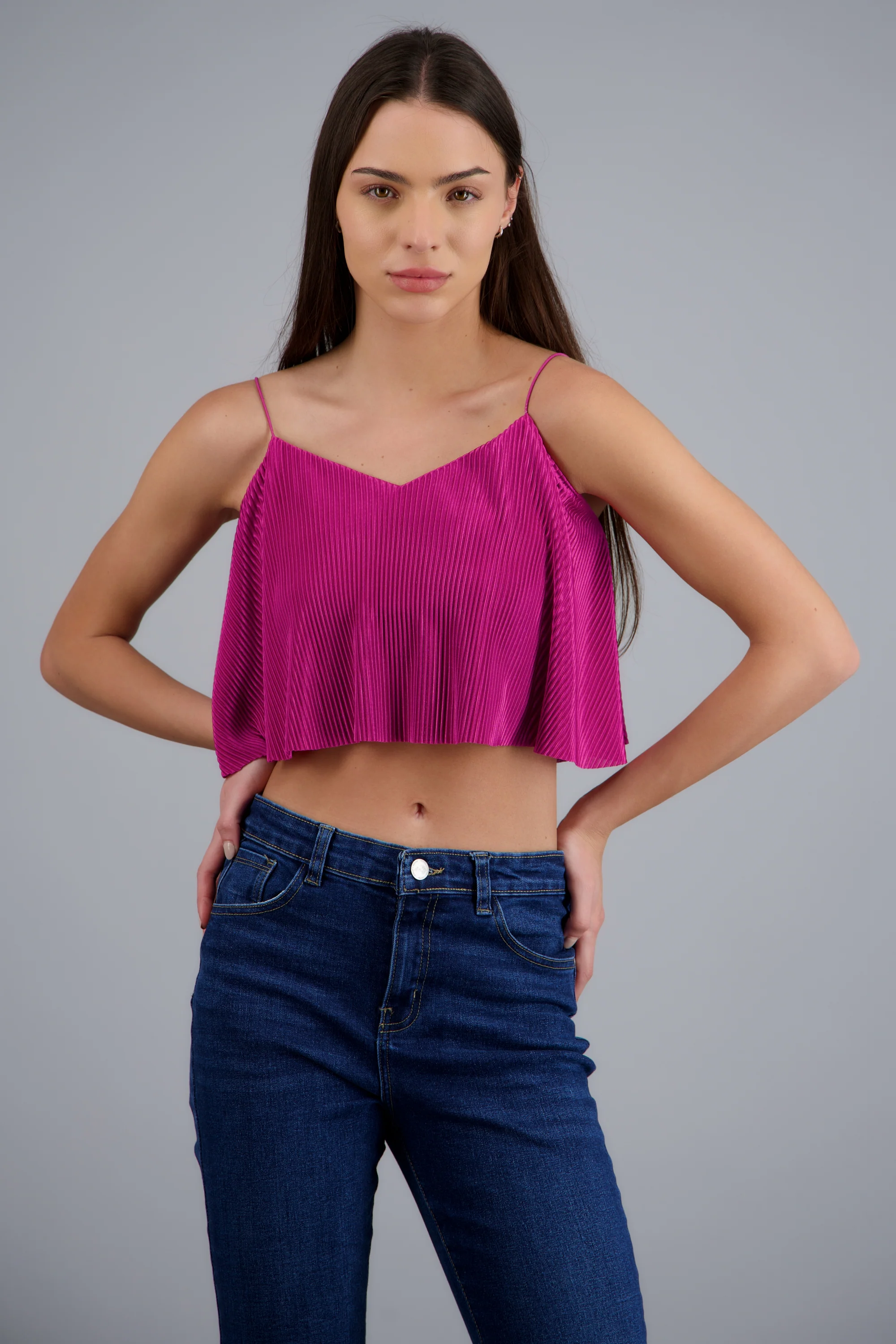 Top Crop Tejido Plisado Tirantes - Image 2