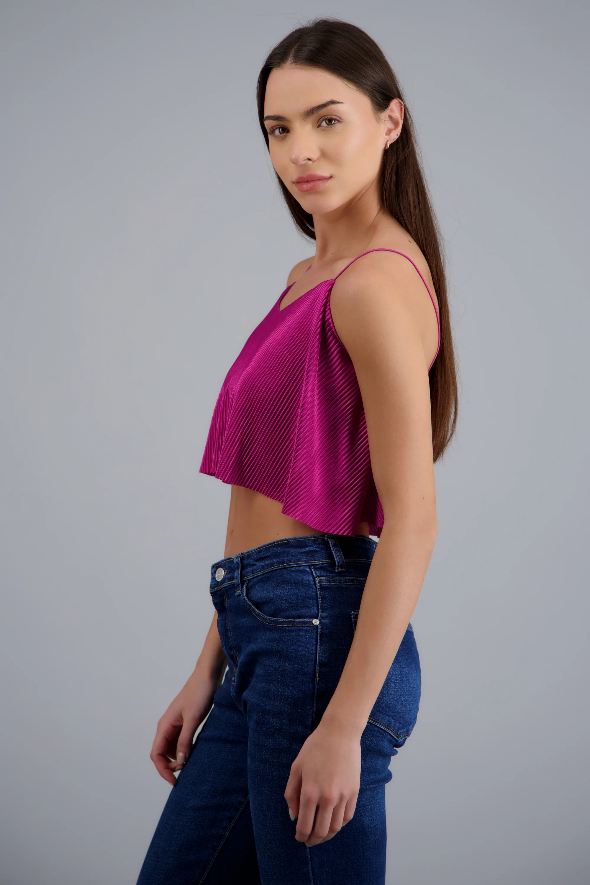 Top Crop Tejido Plisado Tirantes - Image 3