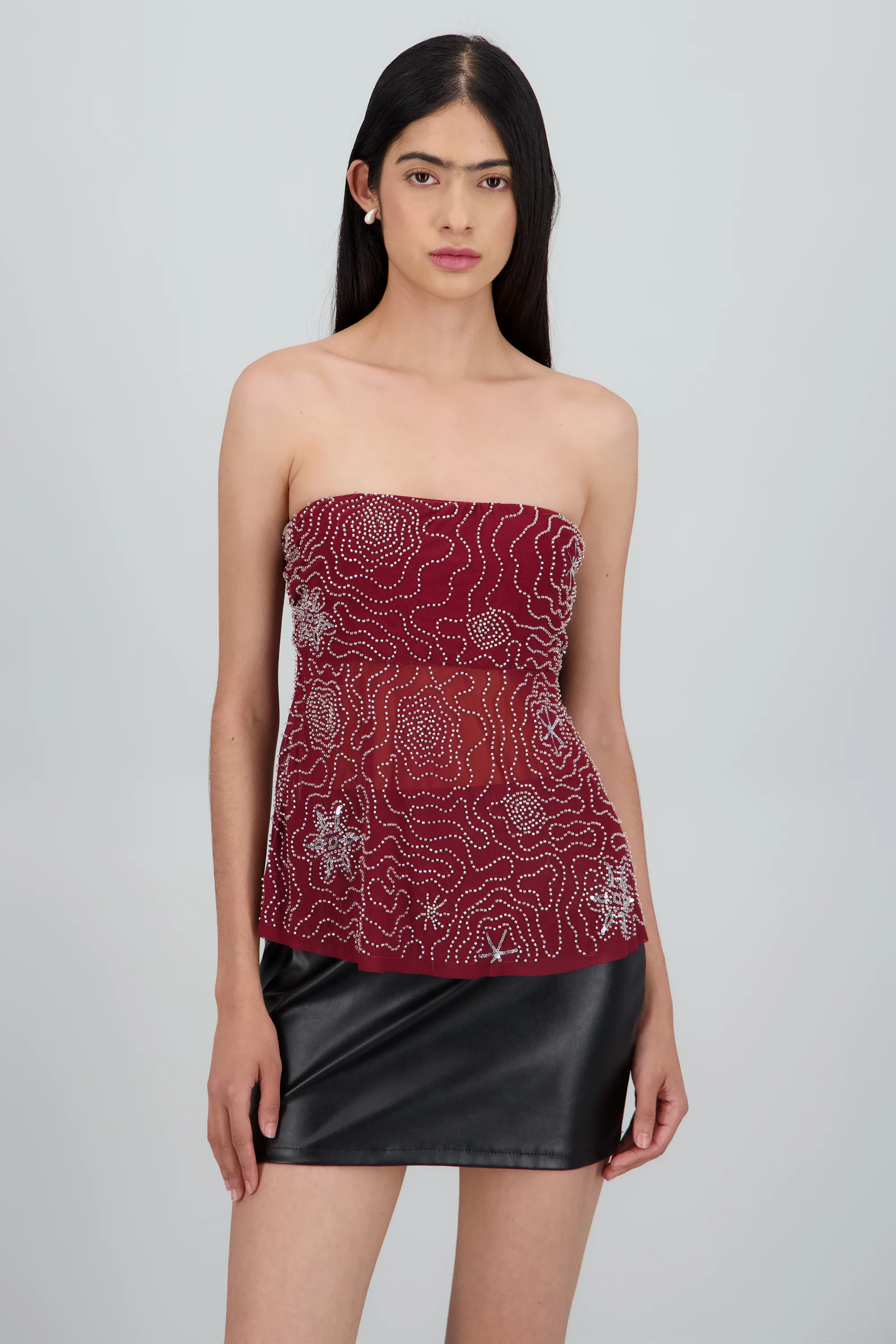 Top detalle brillos con transparencia