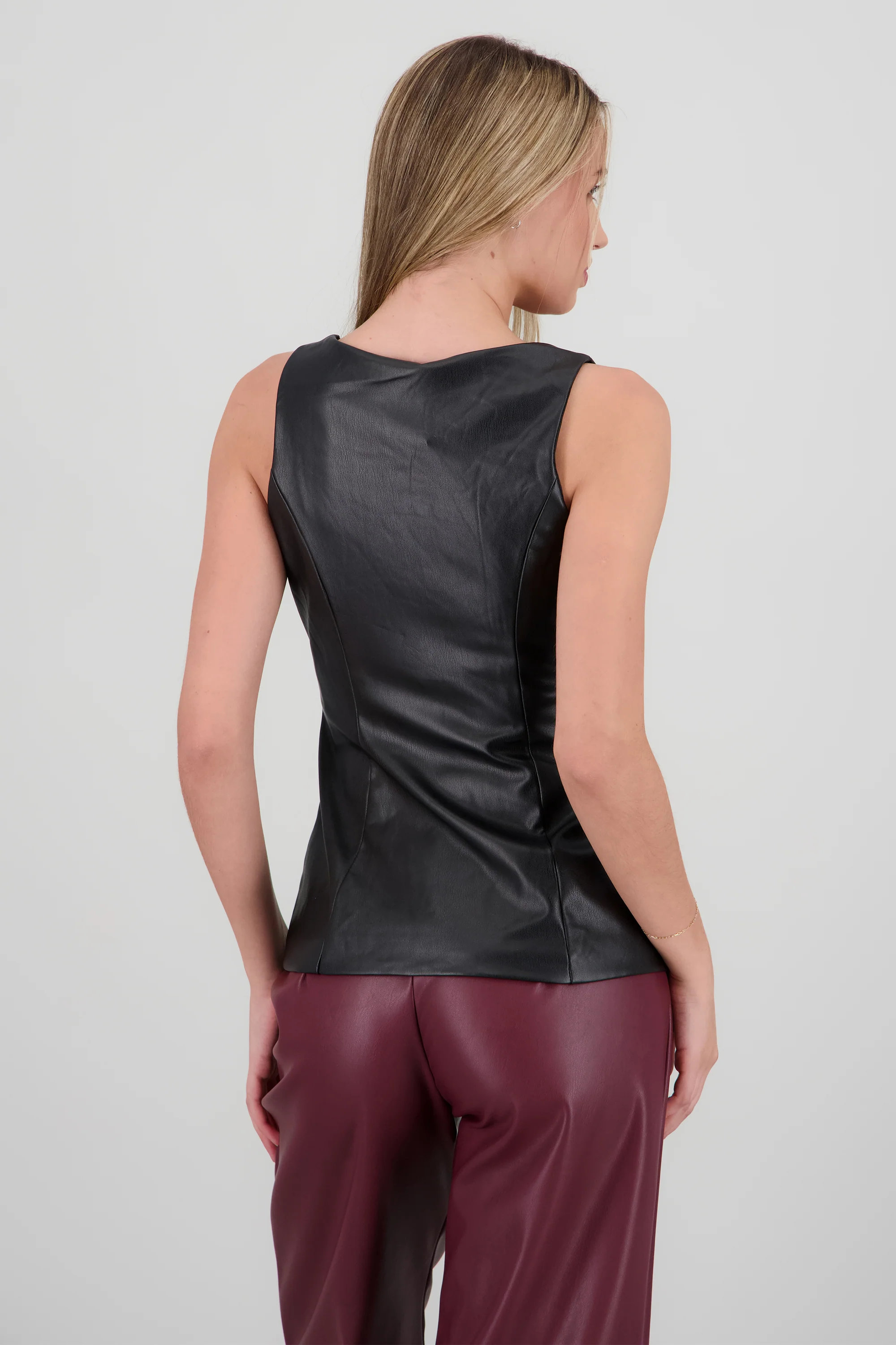 Top escote cuadrado efecto piel botones - Image 4