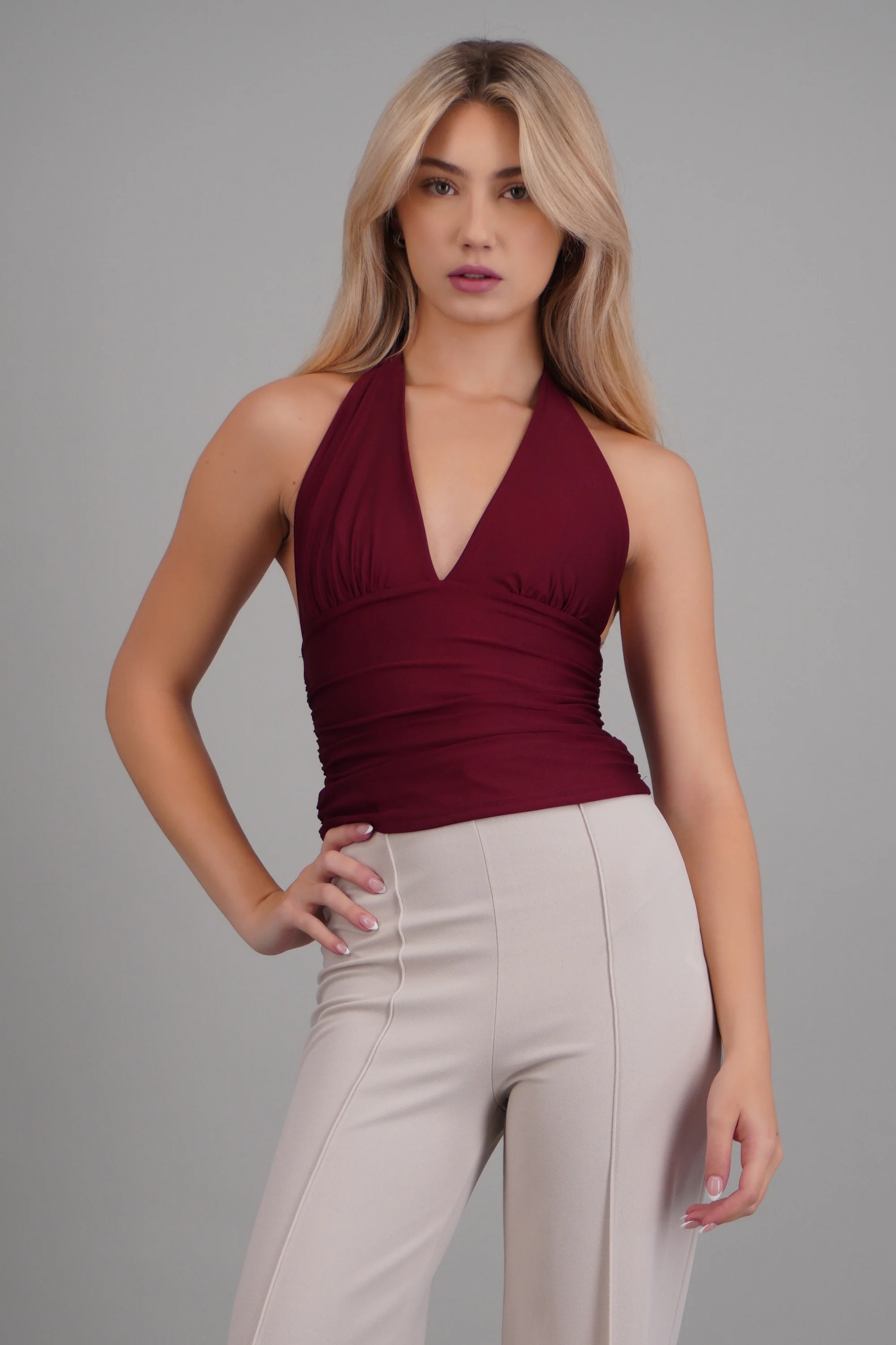 Top halter detalle pliegues - Image 4