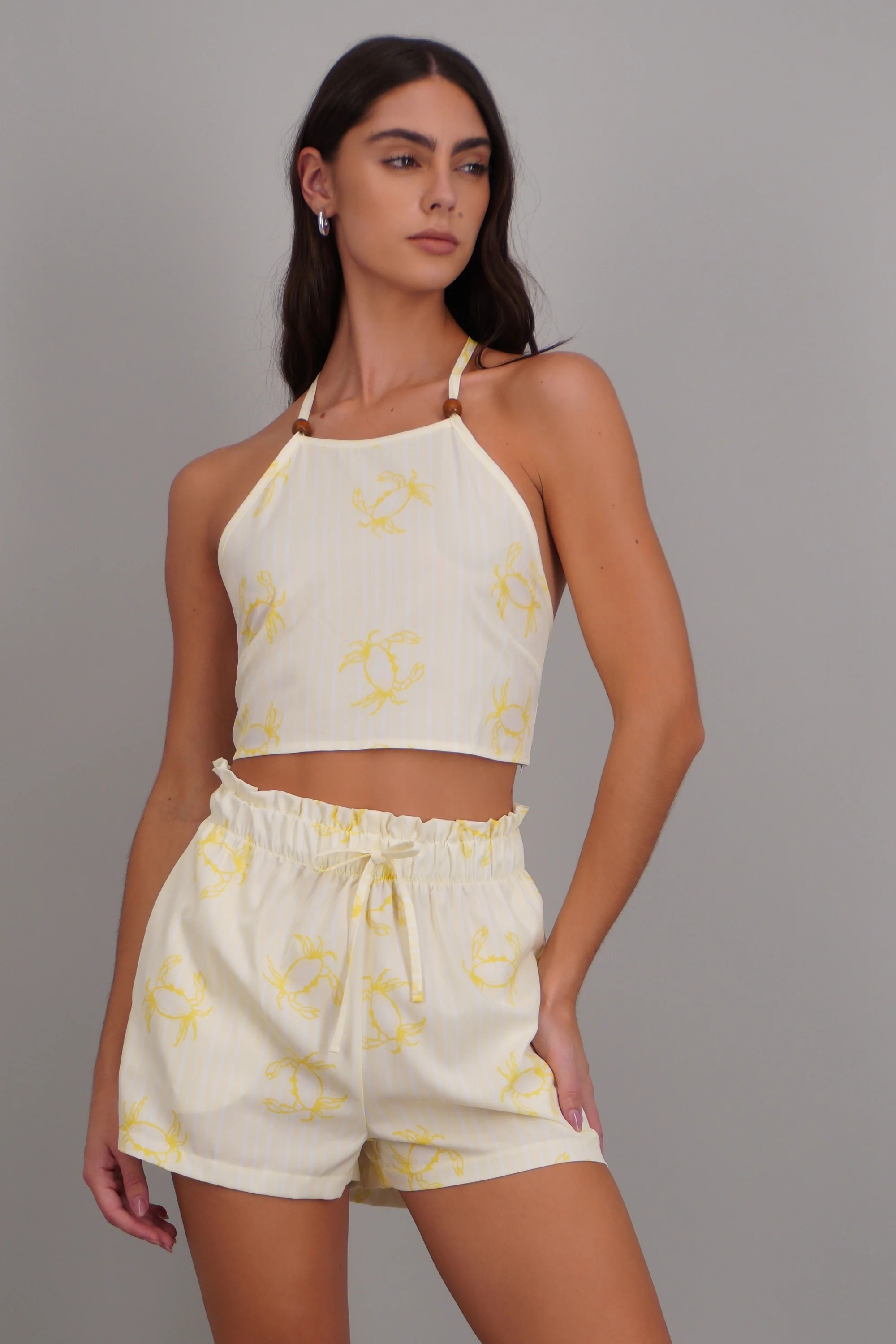 Top halter cuentas estampado cangrejos - Image 2