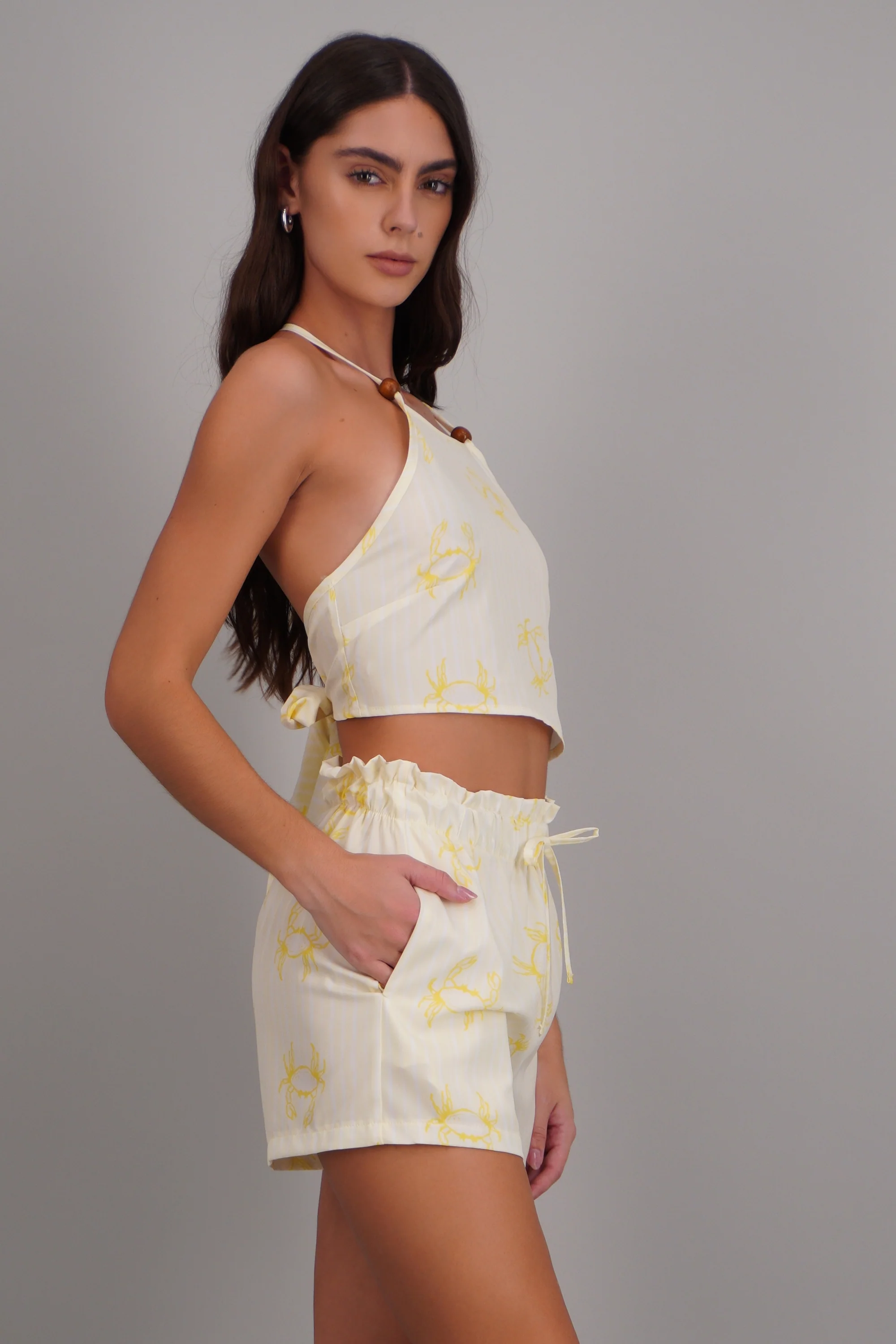 Top halter cuentas estampado cangrejos - Image 3