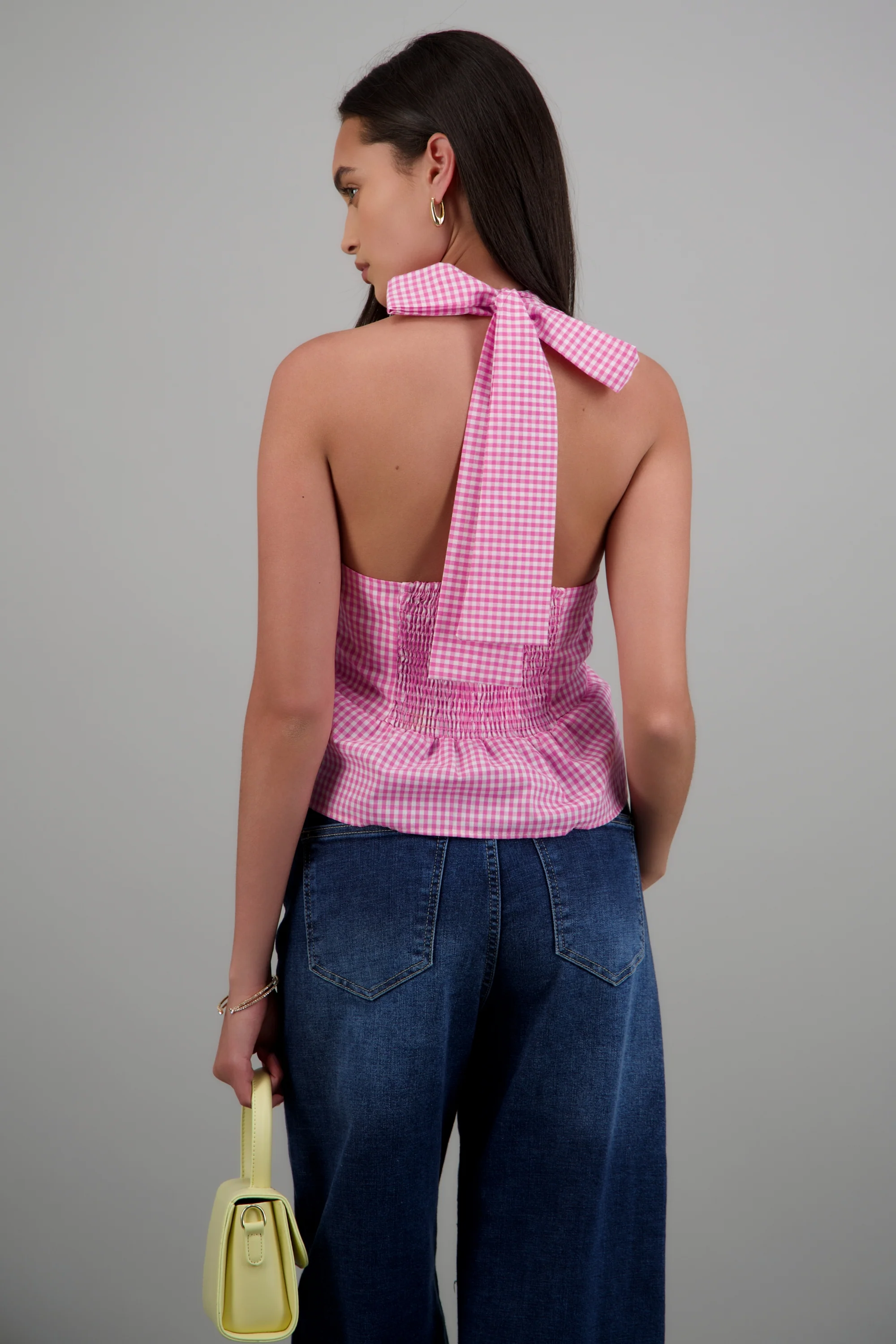 Top halter detalle botones gingham - Image 4